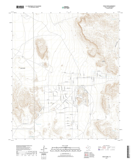 Hueco Tanks Texas US Topo Map Image