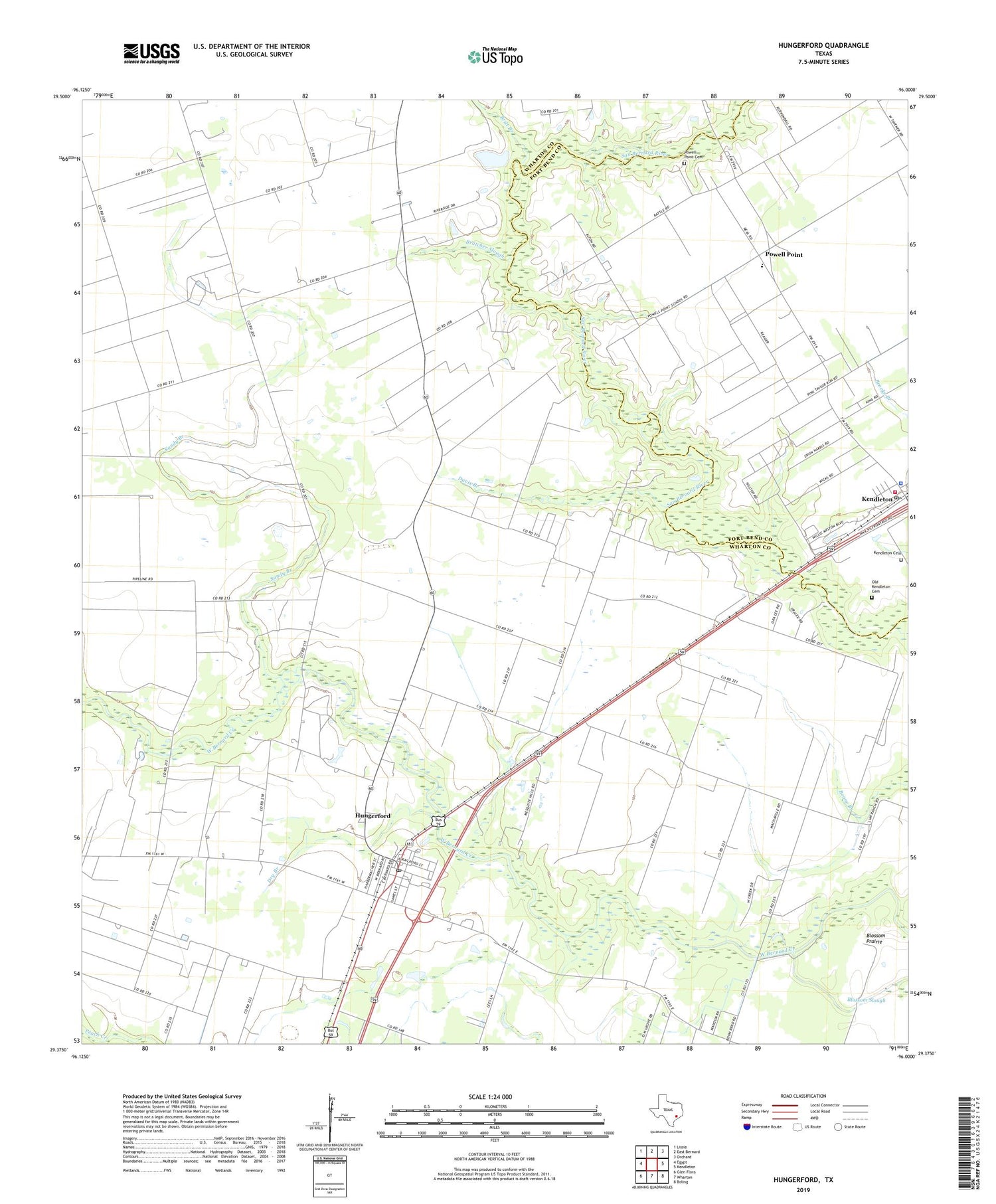 Hungerford Texas US Topo Map Image