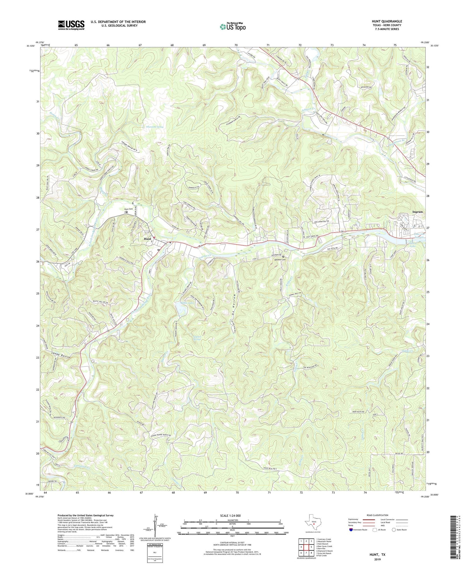 Hunt Texas US Topo Map Image