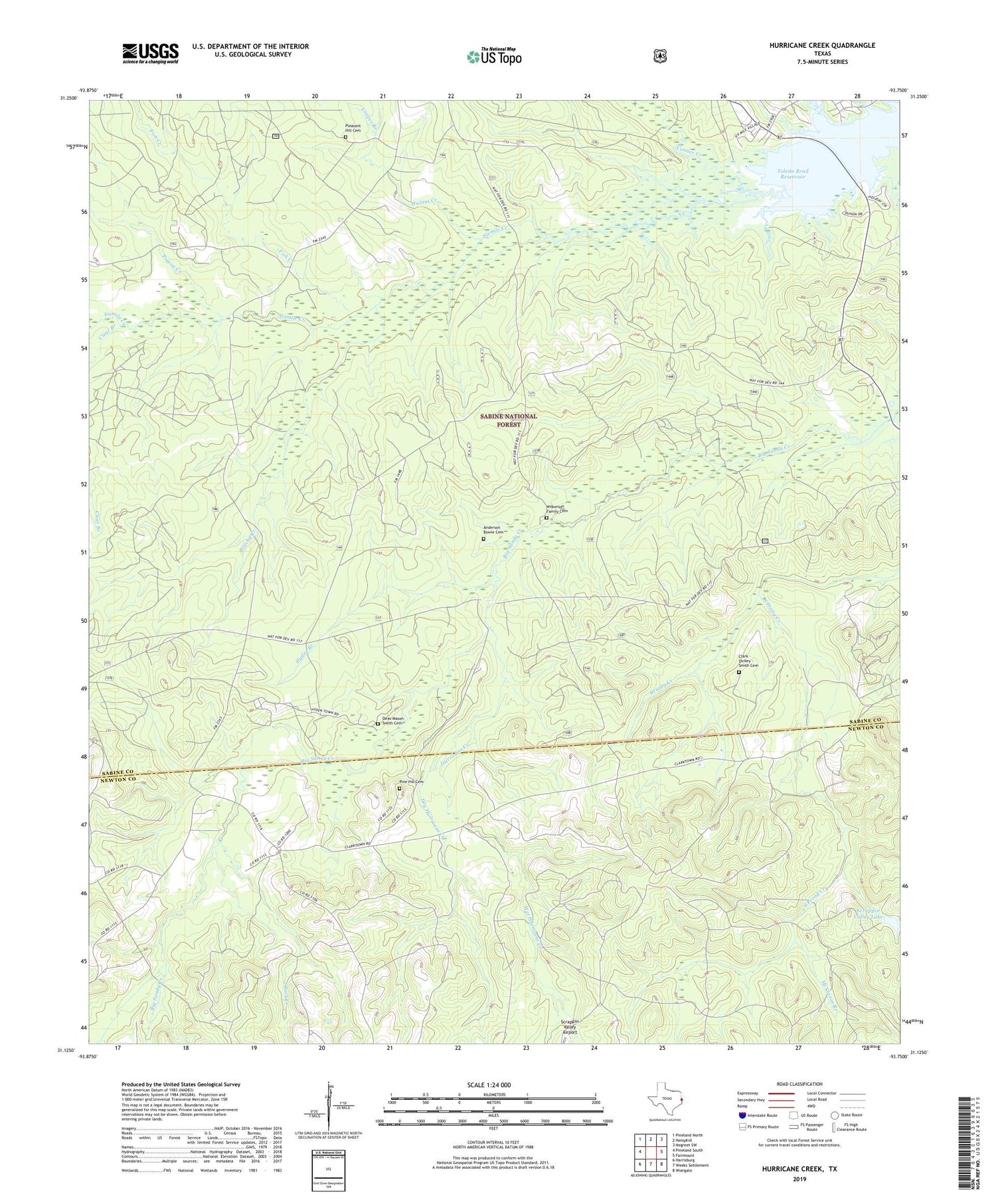Hurricane Creek Texas US Topo Map Image