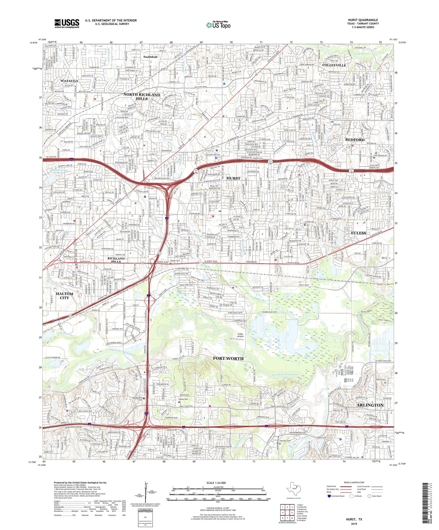 Hurst Texas US Topo Map Image