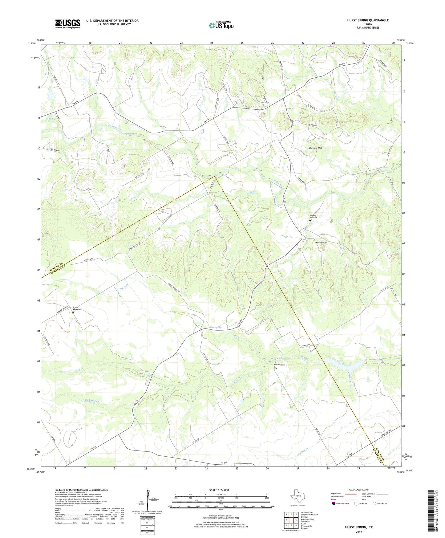 Hurst Spring Texas US Topo Map Image