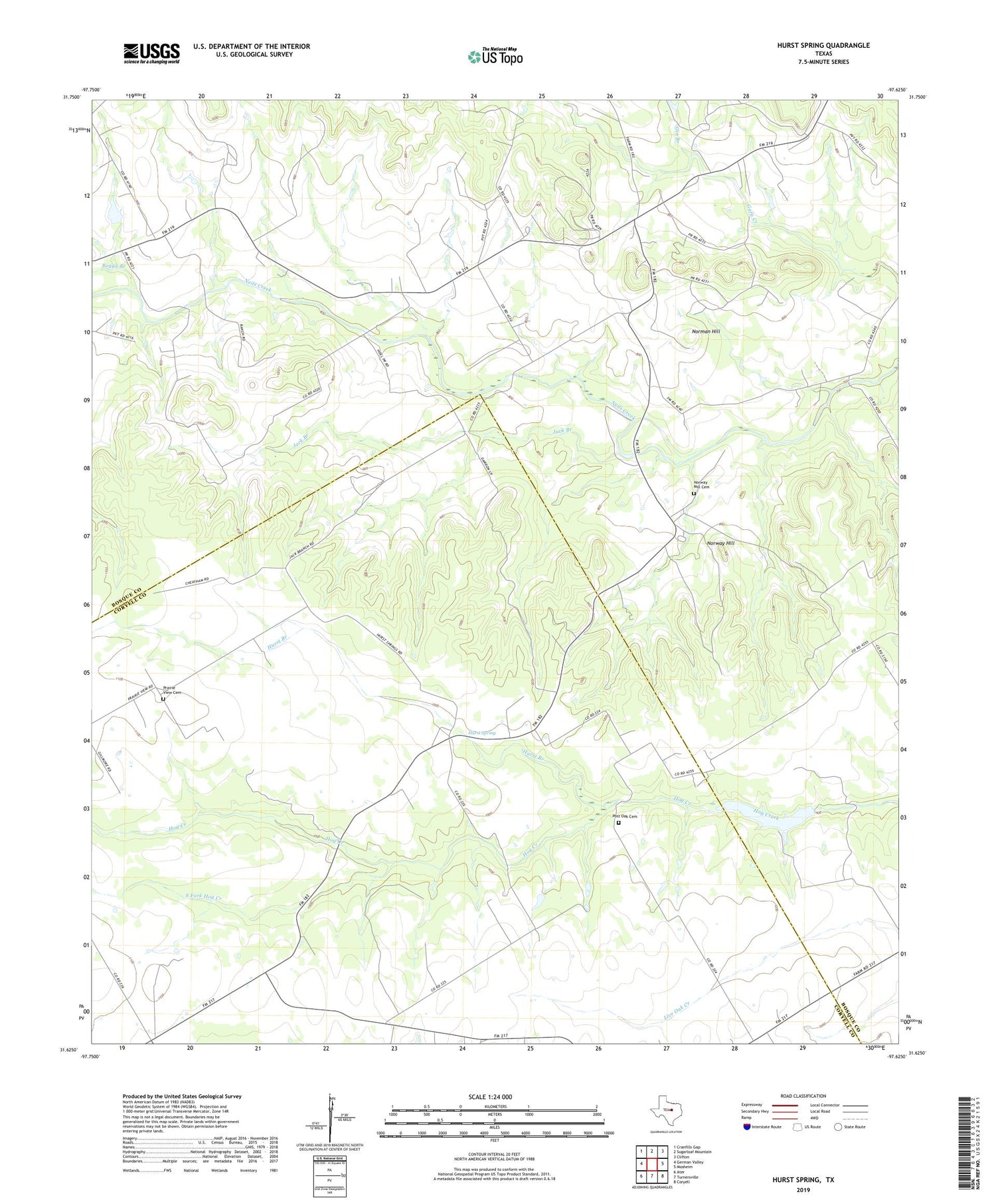 Hurst Spring Texas US Topo Map Image