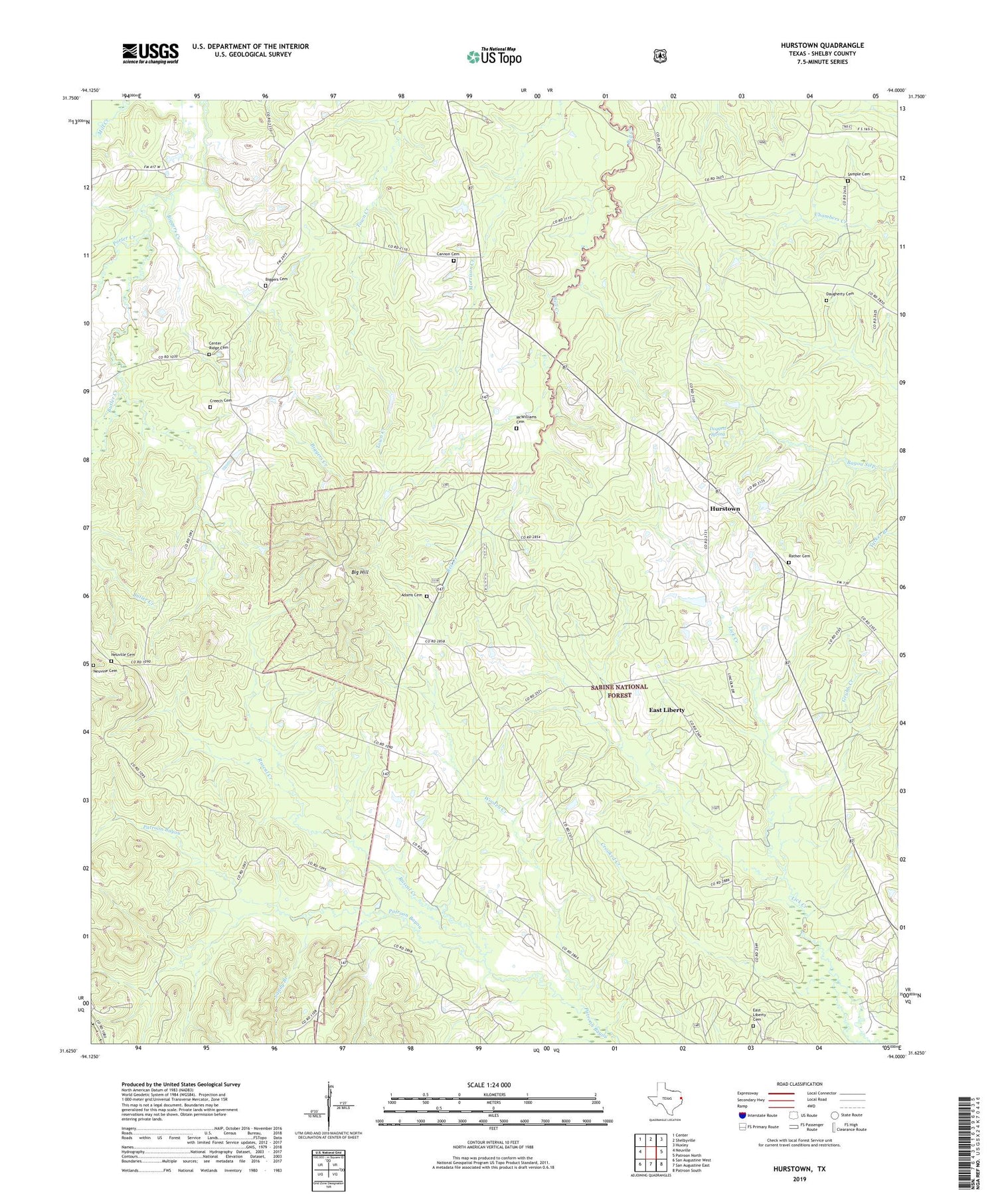 Hurstown Texas US Topo Map Image