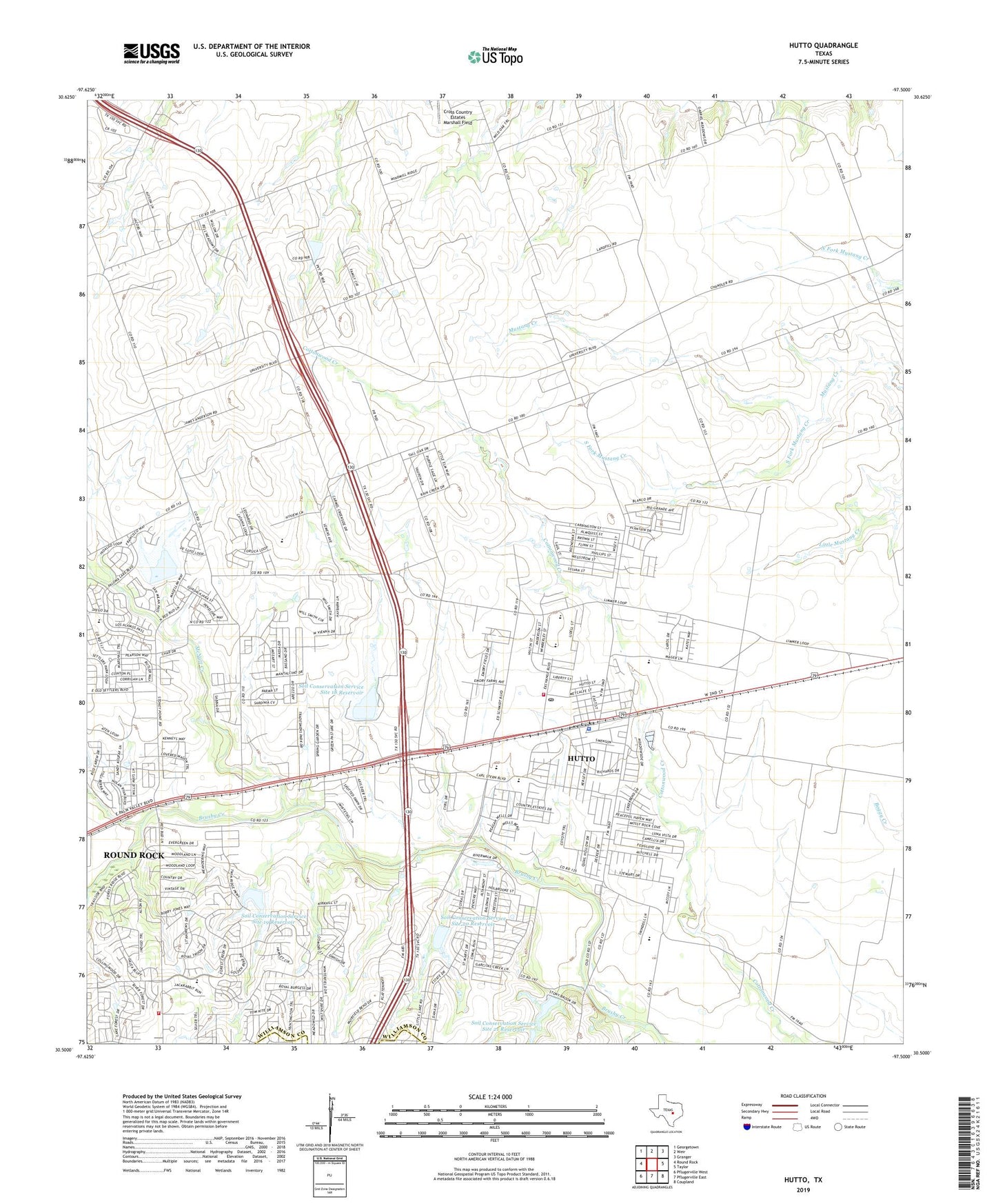 Hutto Texas US Topo Map Image
