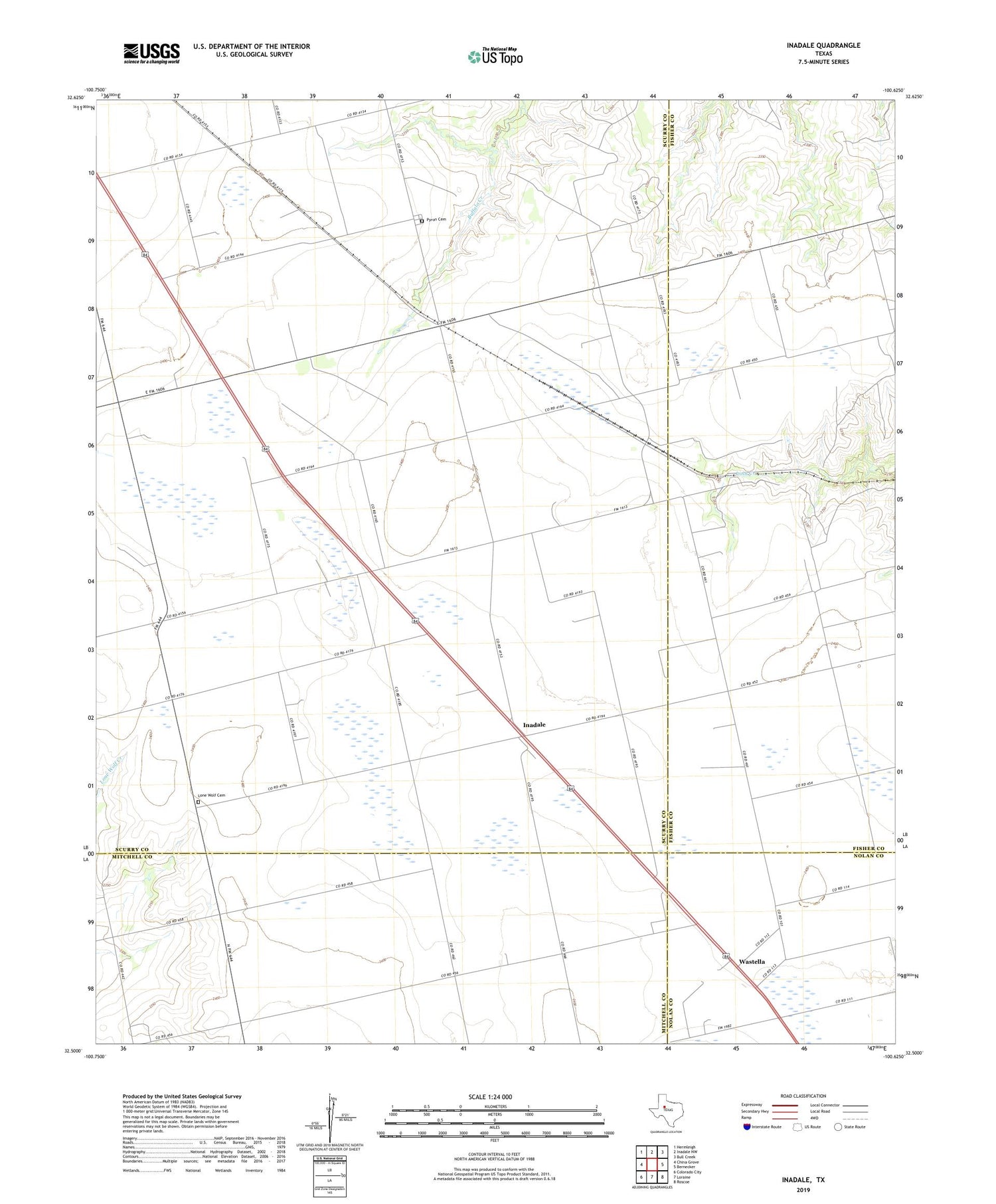 Inadale Texas US Topo Map Image
