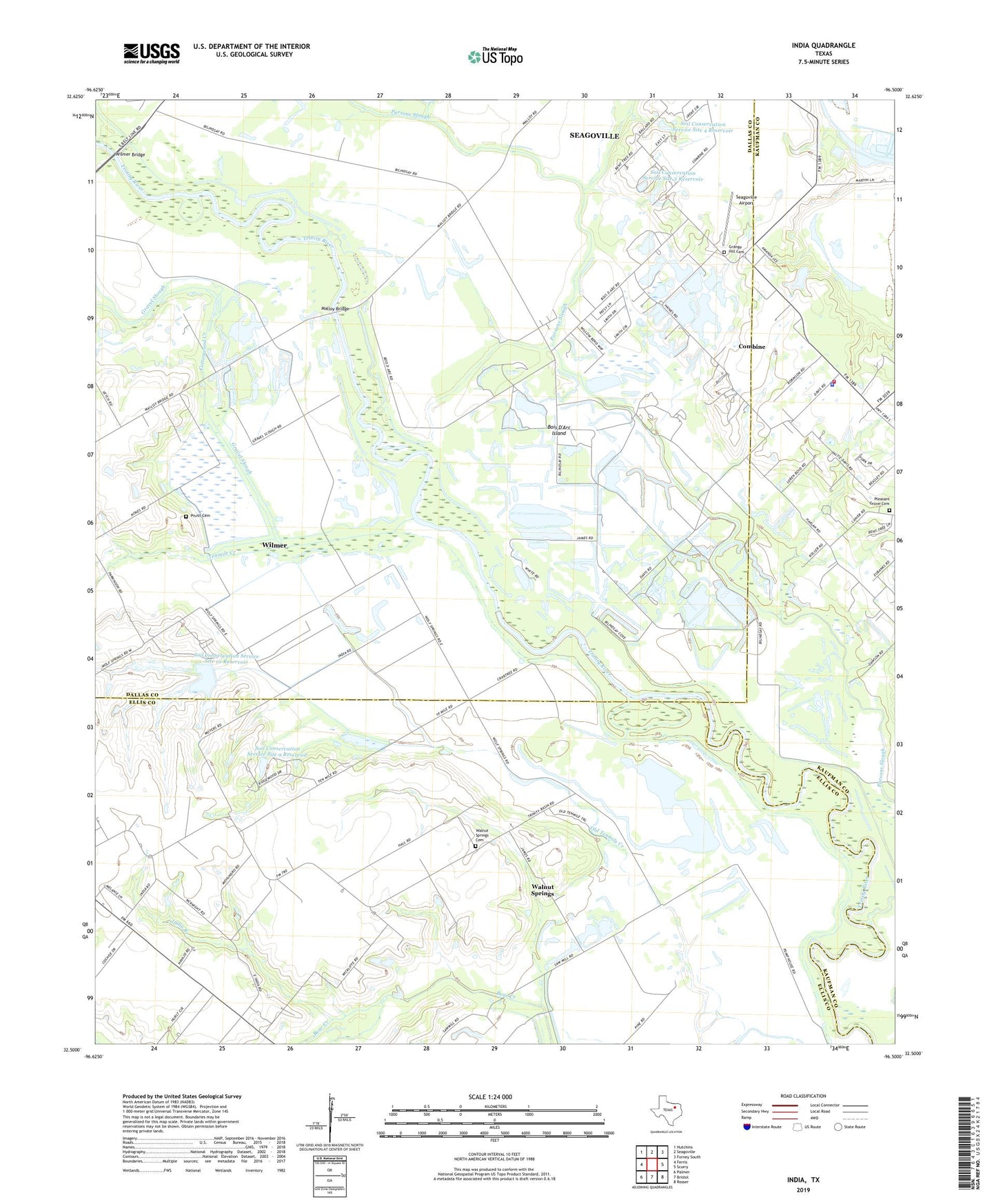 India Texas US Topo Map Image