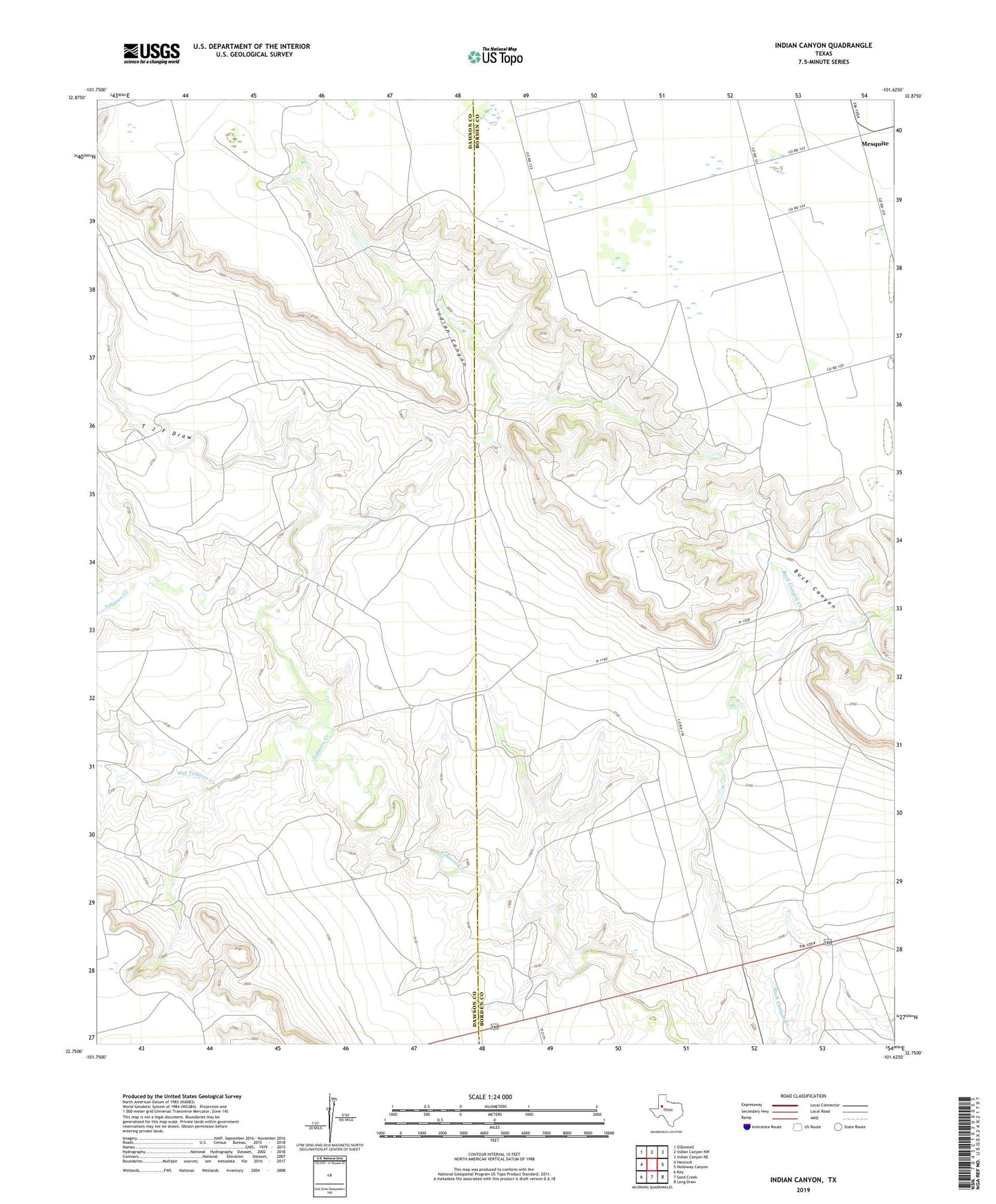 Indian Canyon Texas US Topo Map Image