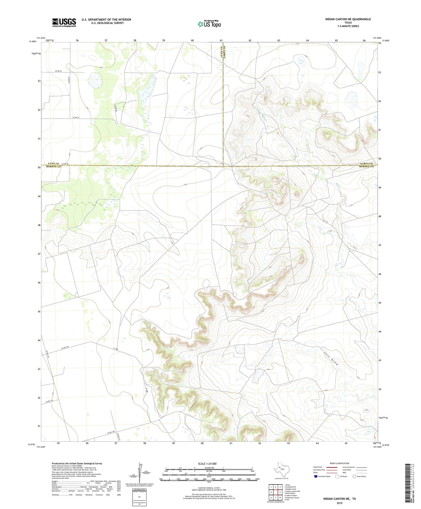 Indian Canyon NE Texas US Topo Map Image
