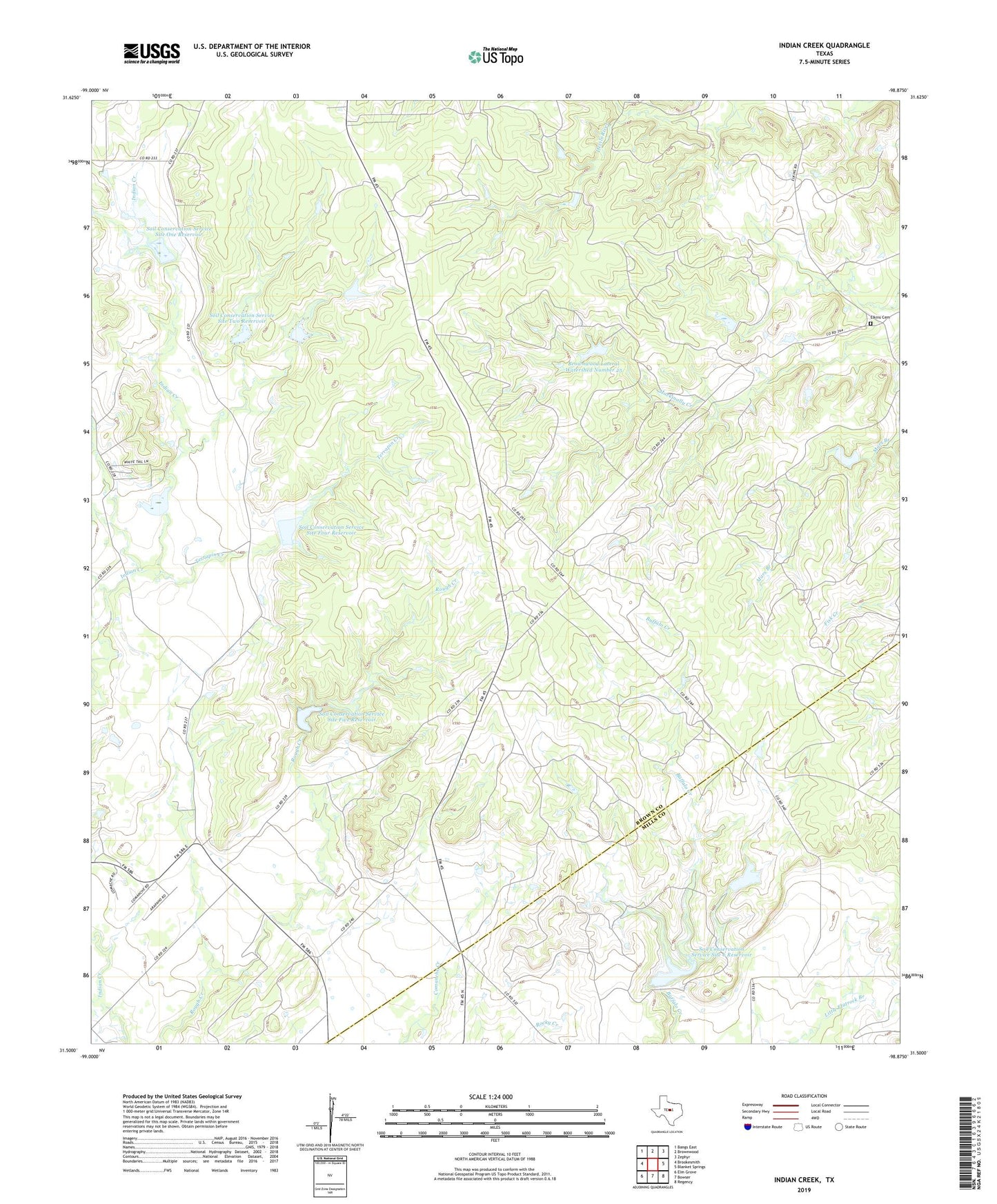 Indian Creek Texas US Topo Map Image