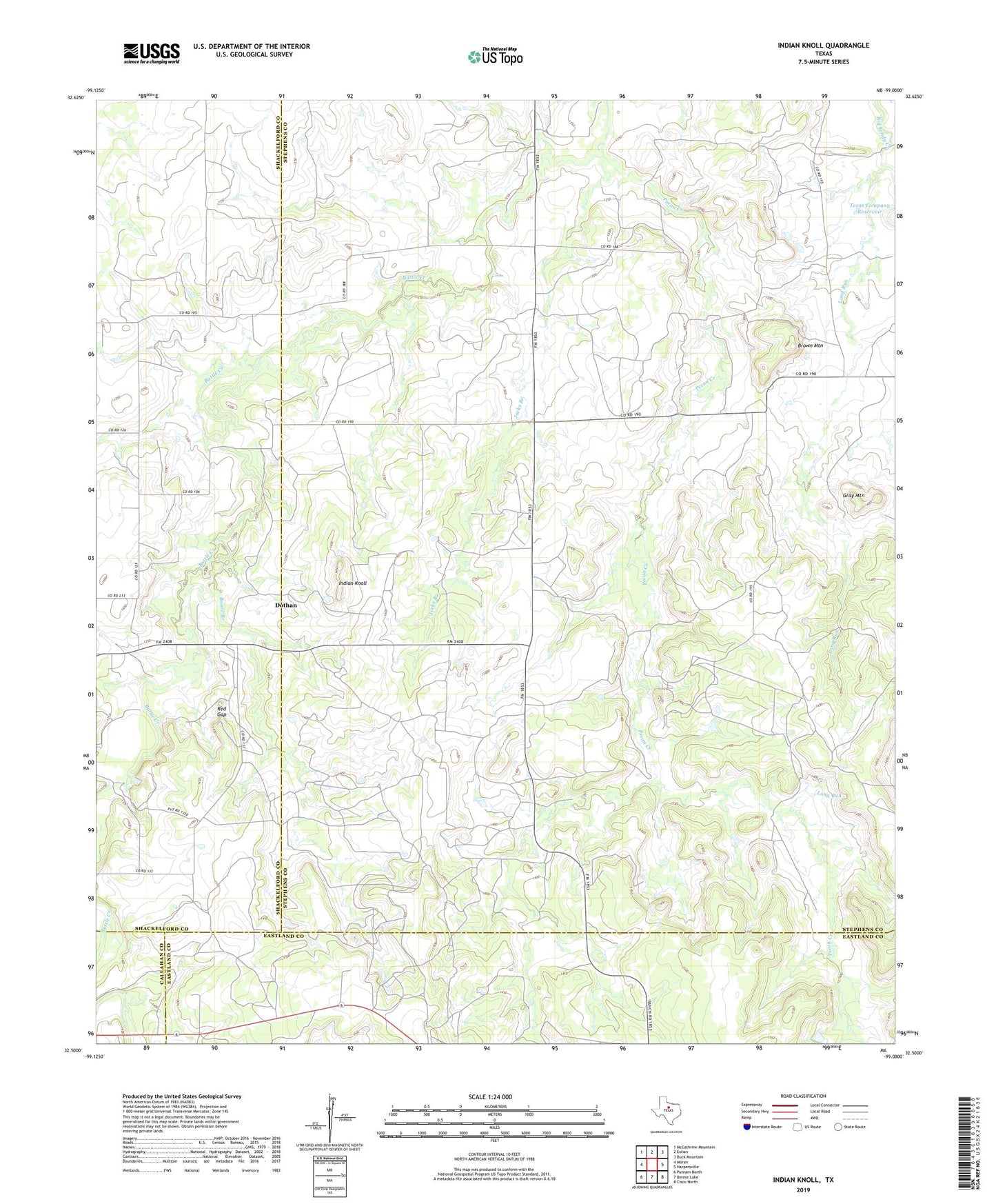 Indian Knoll Texas US Topo Map Image