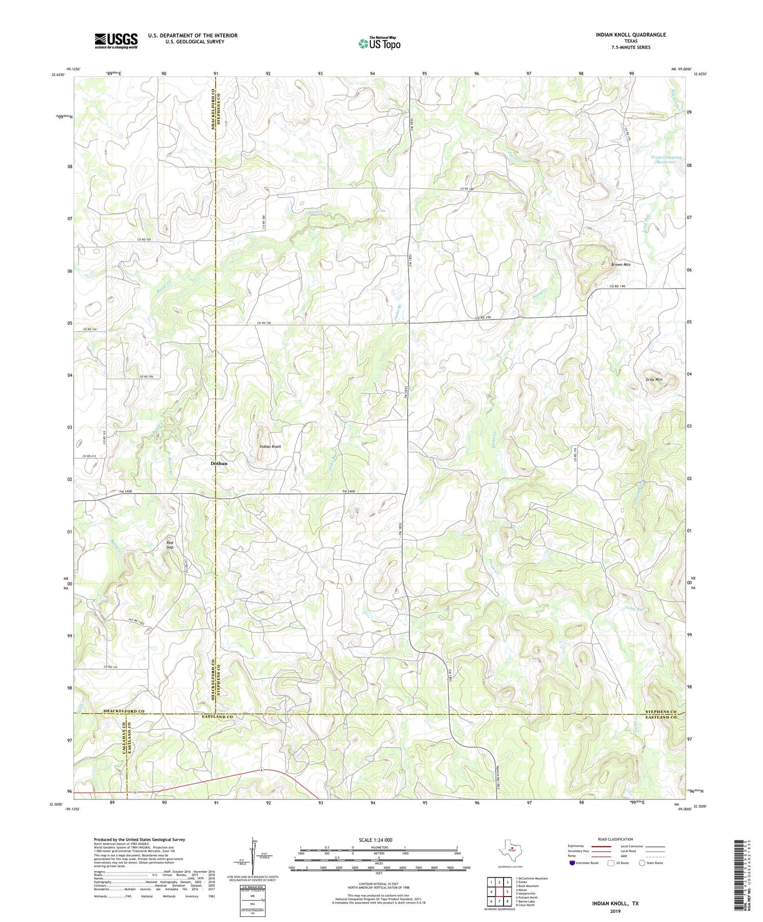 Indian Knoll Texas US Topo Map Image