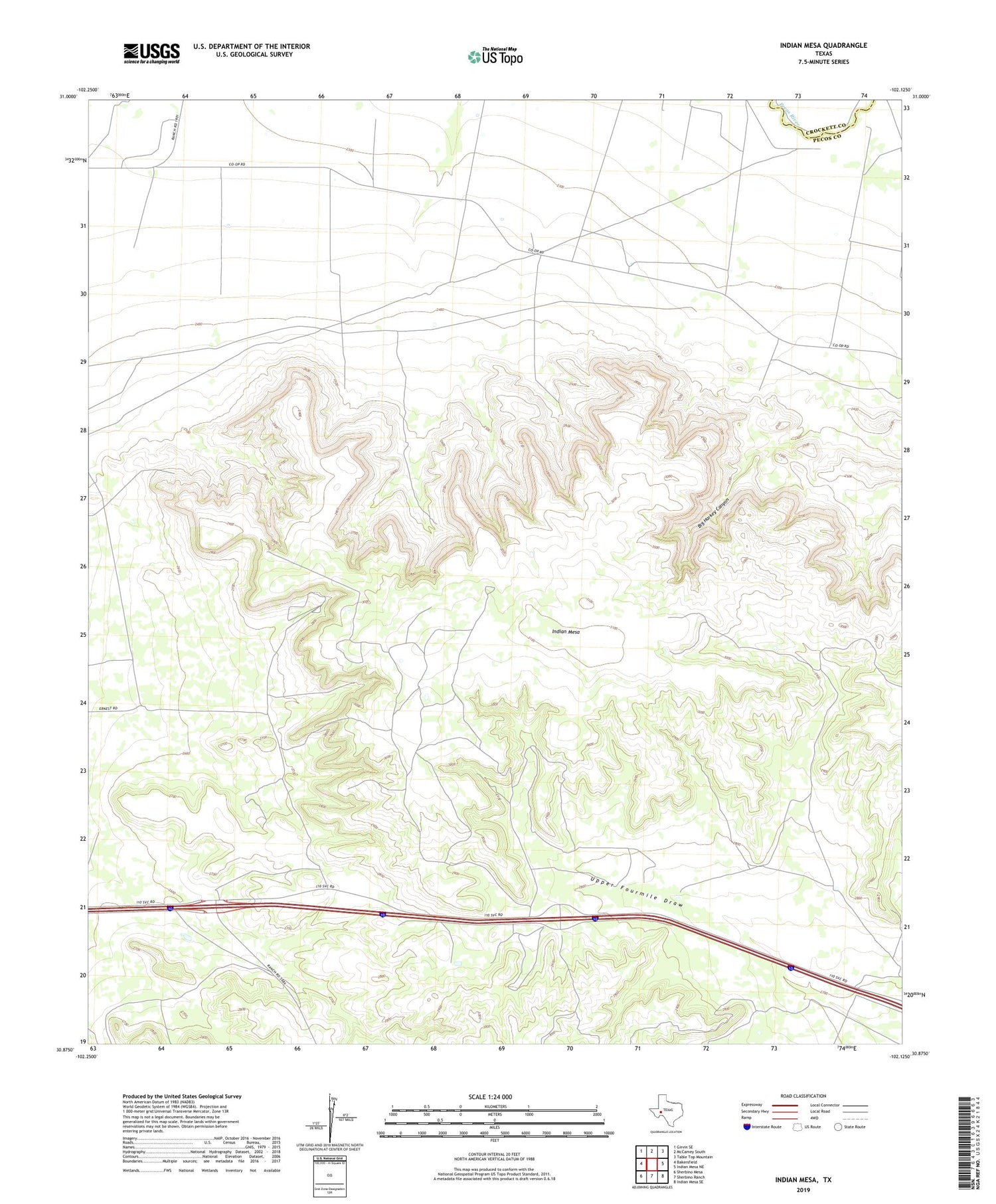 Indian Mesa Texas US Topo Map Image