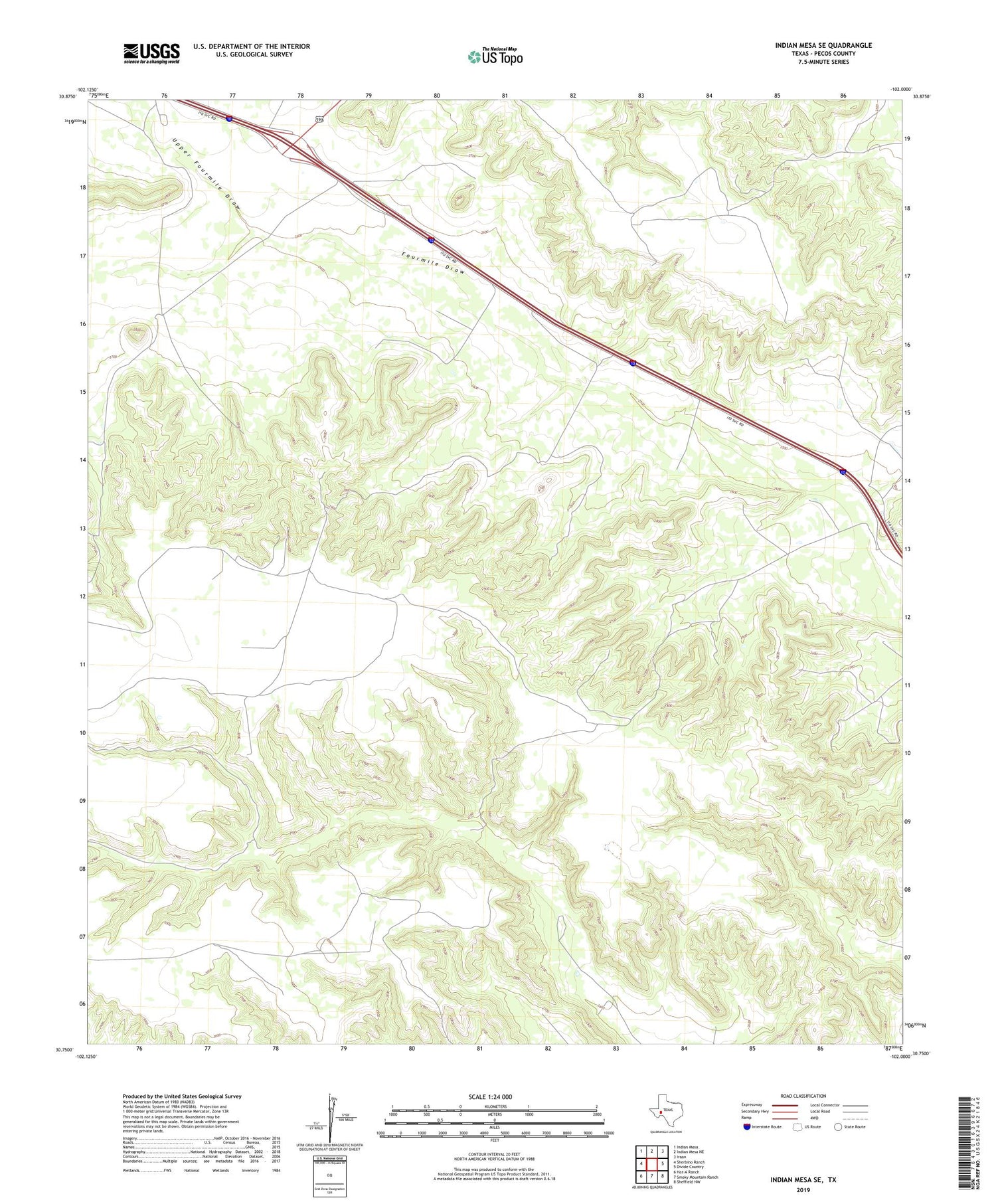 Indian Mesa SE Texas US Topo Map Image