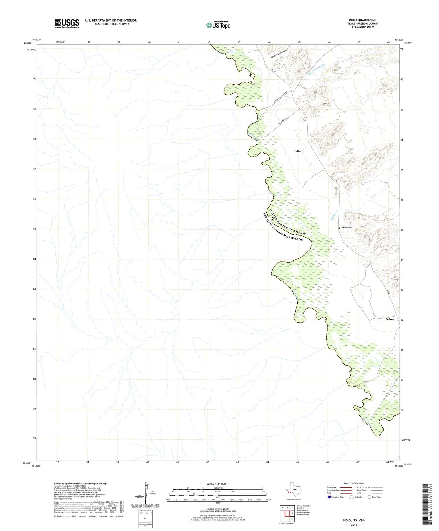 Indio Texas US Topo Map Image