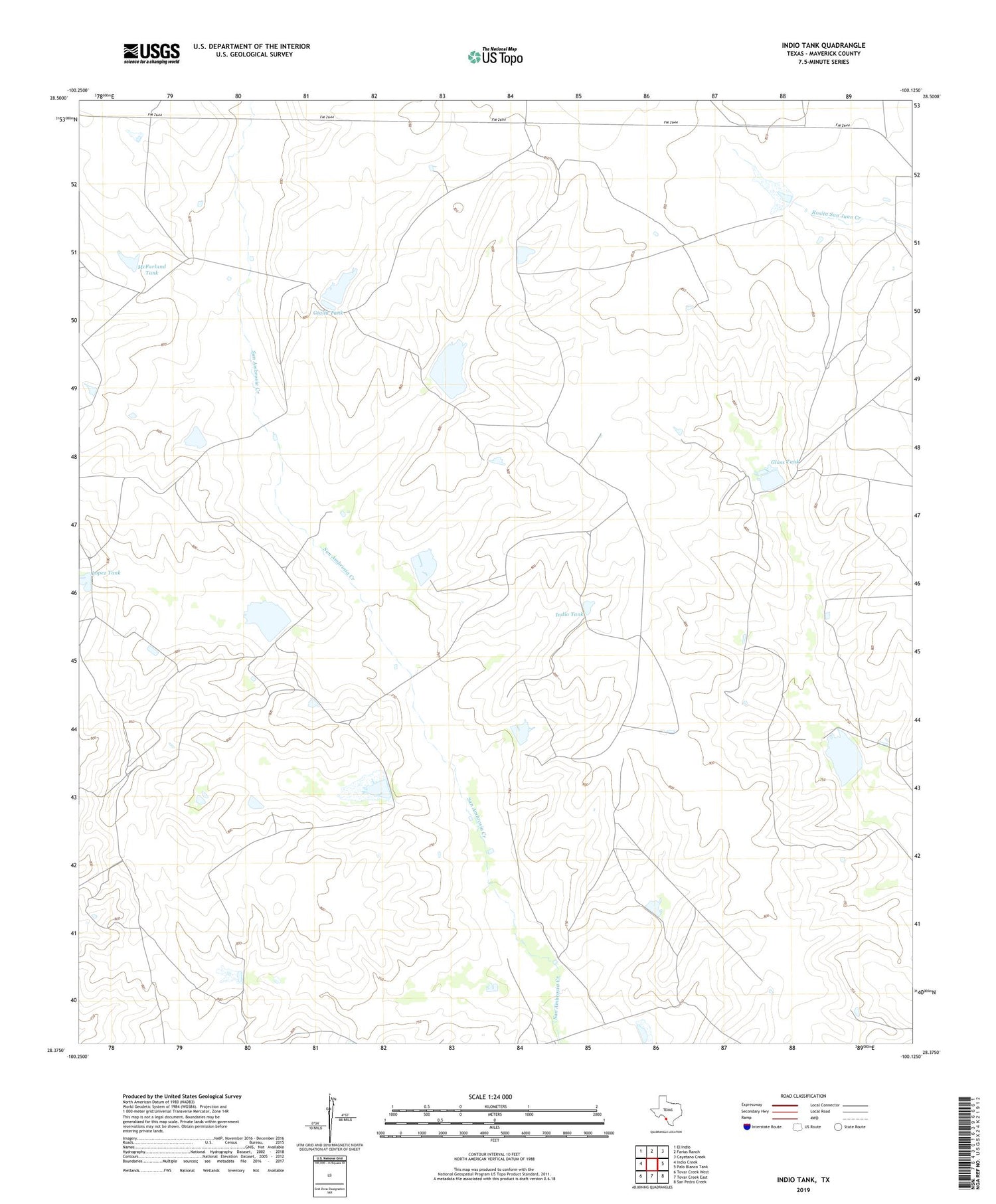 Indio Tank Texas US Topo Map Image