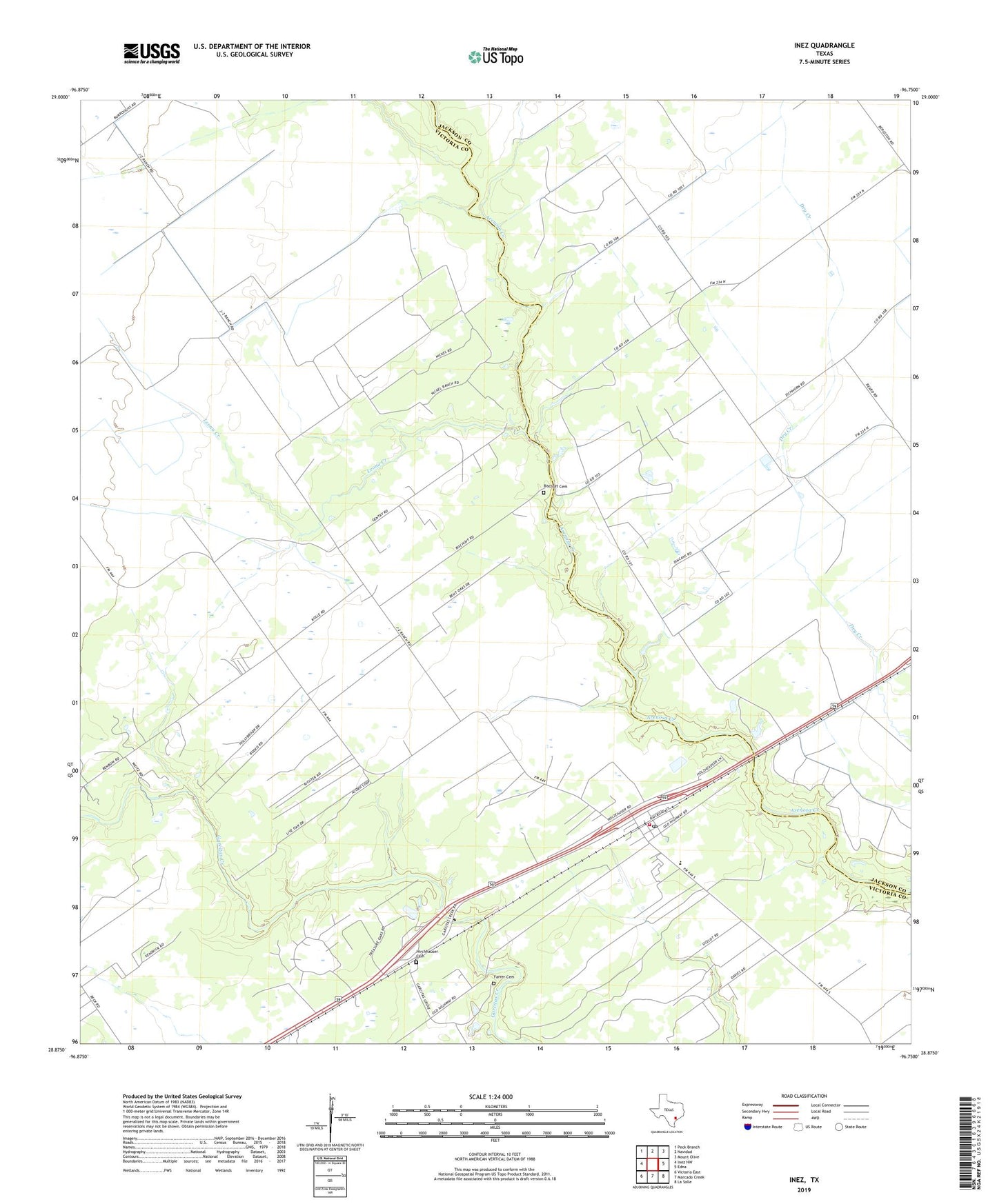 Inez Texas US Topo Map Image