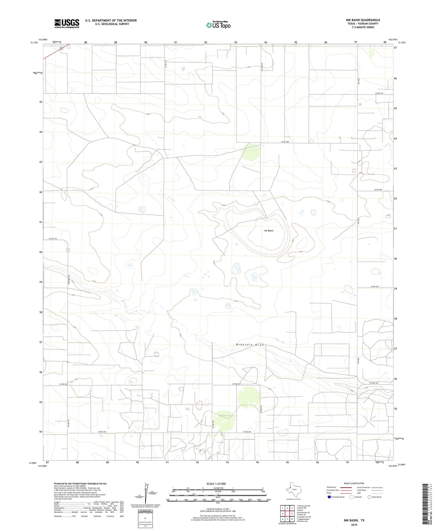 Ink Basin Texas US Topo Map Image