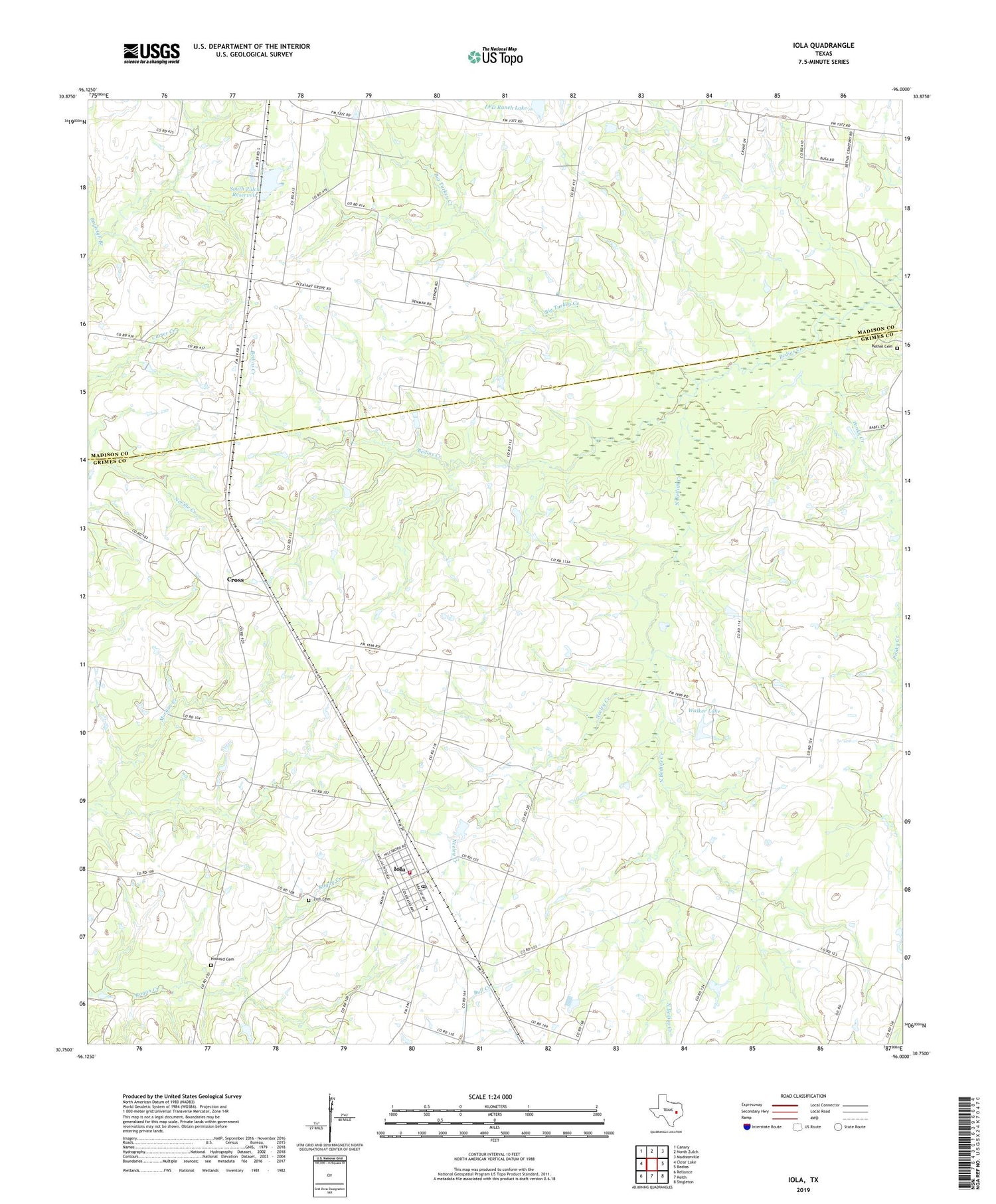 Iola Texas US Topo Map Image