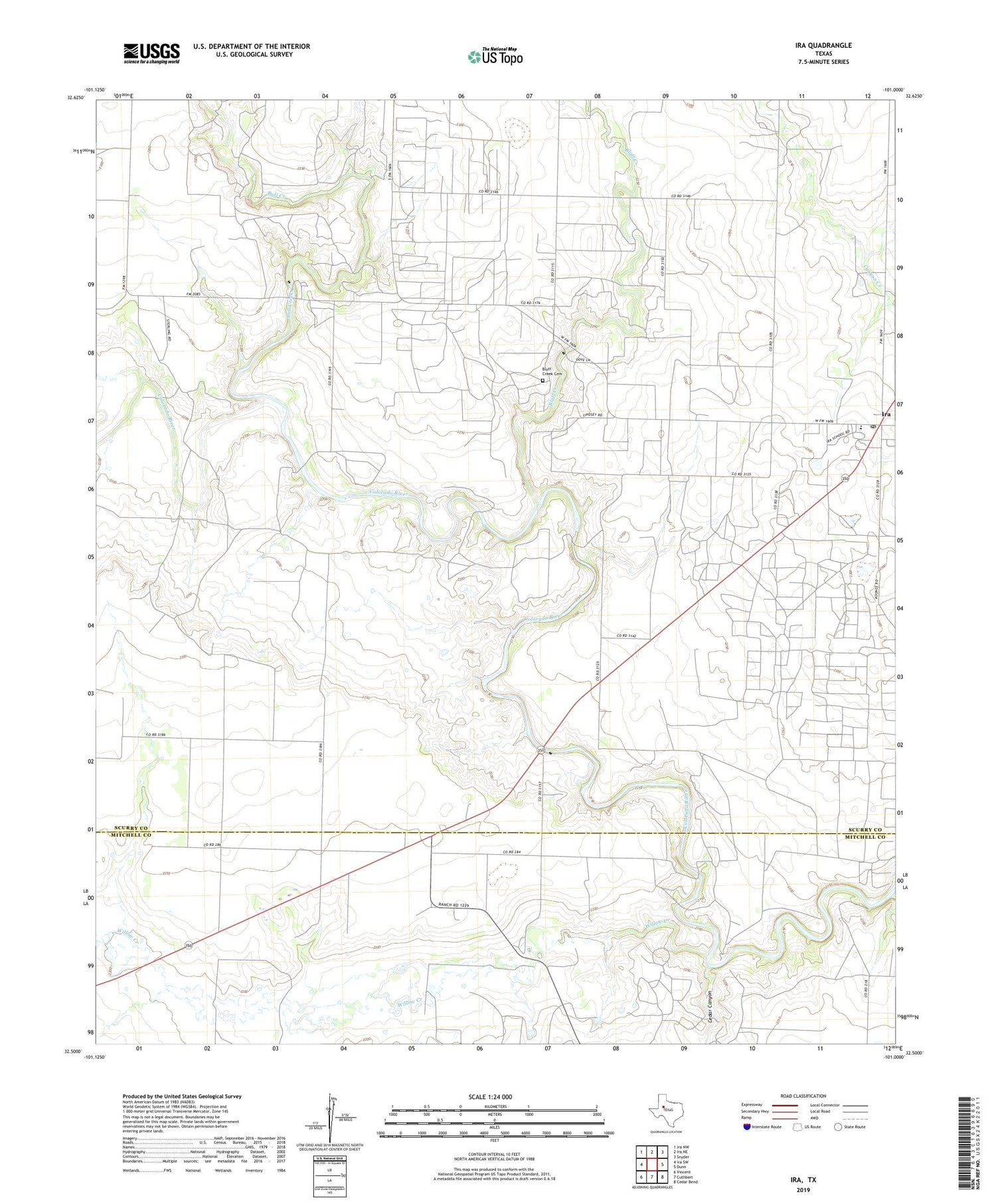 Ira Texas US Topo Map Image