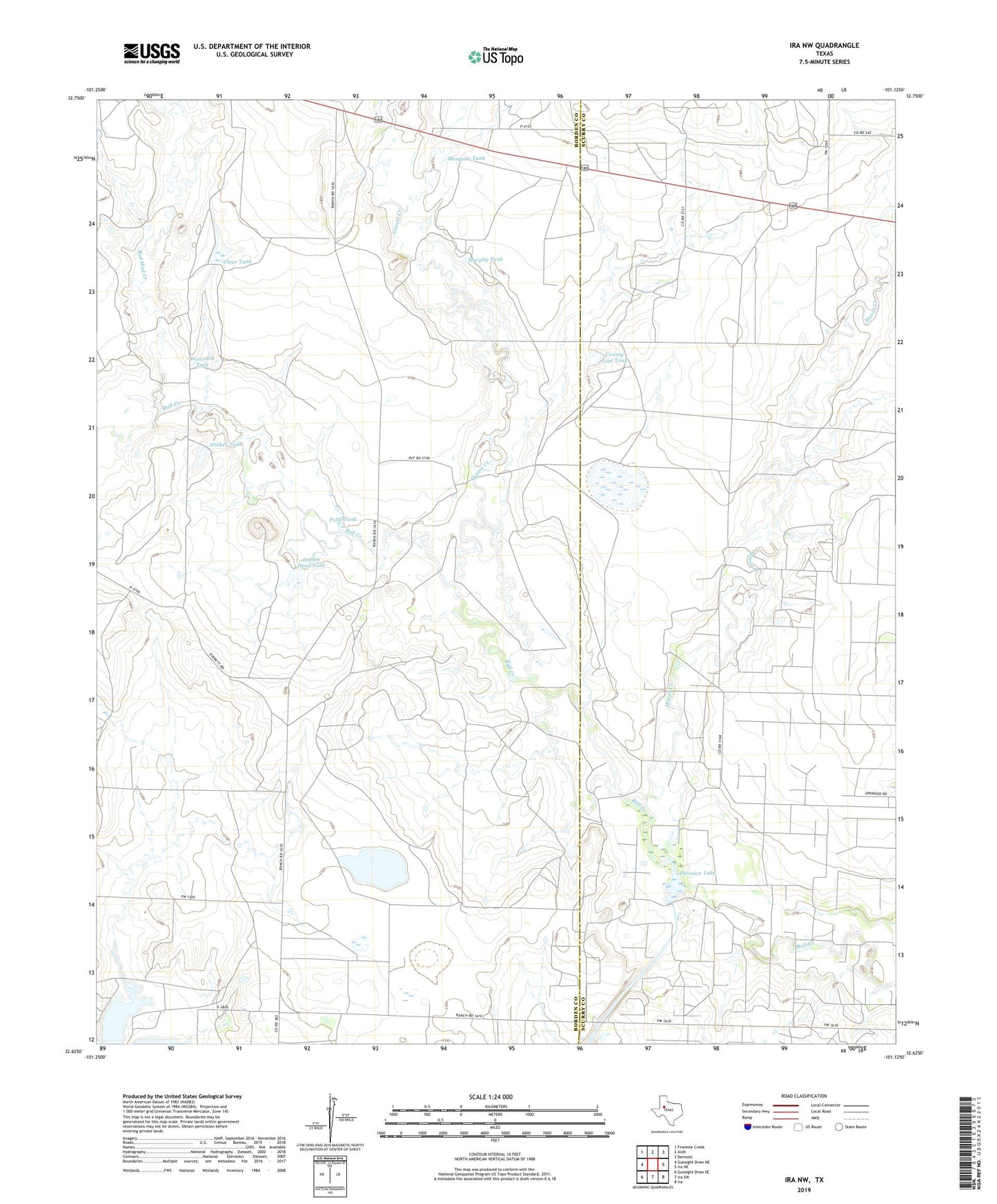 Ira NW Texas US Topo Map Image
