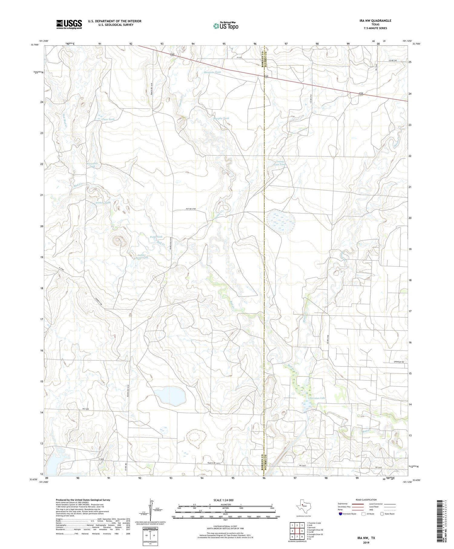 Ira NW Texas US Topo Map Image