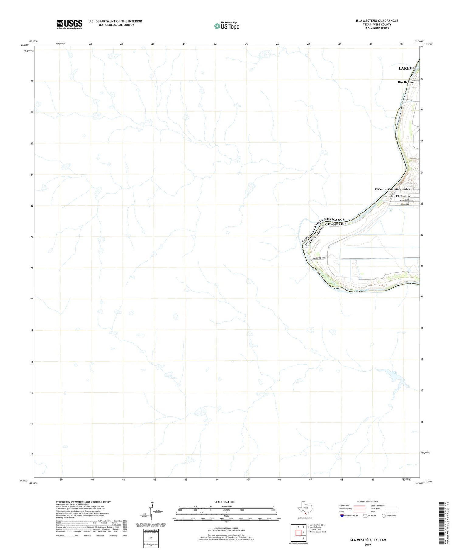 Isla Mesteno Texas US Topo Map Image