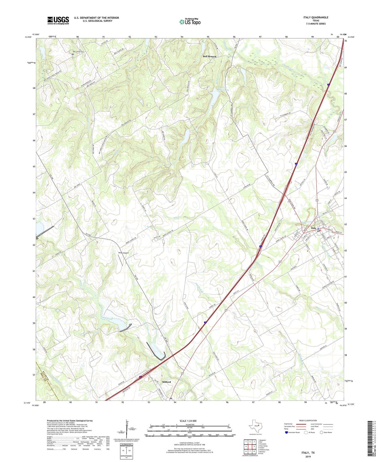 Italy Texas US Topo Map Image