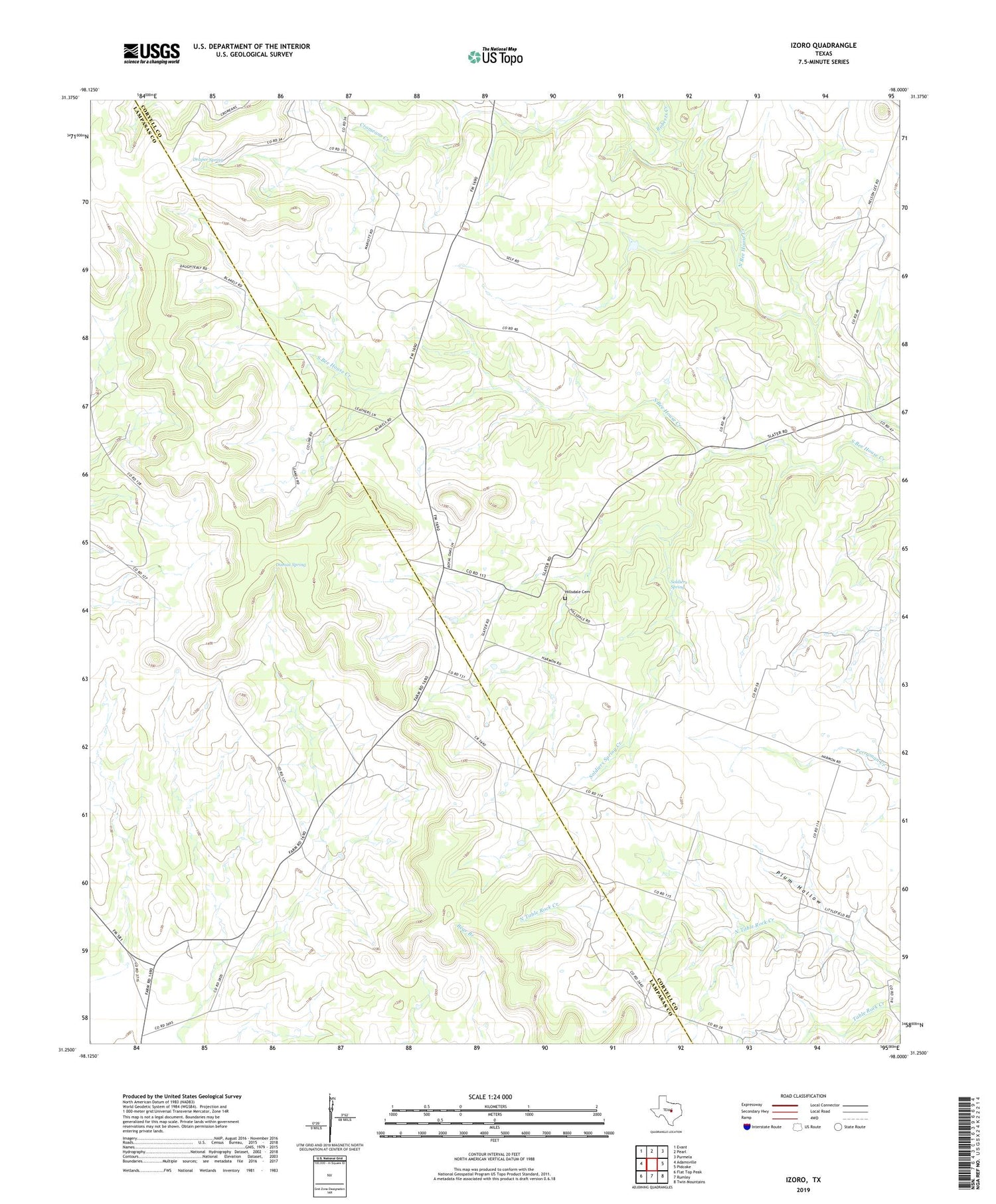 Izoro Texas US Topo Map Image