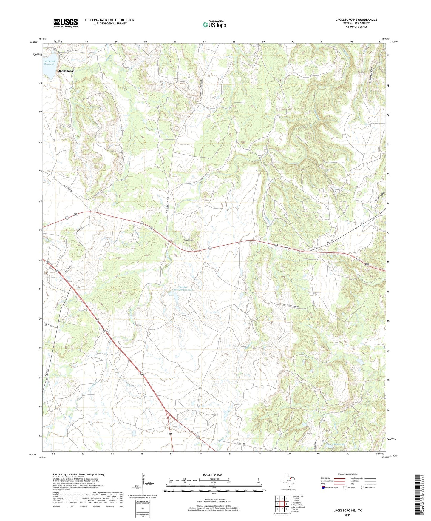 Jacksboro NE Texas US Topo Map Image