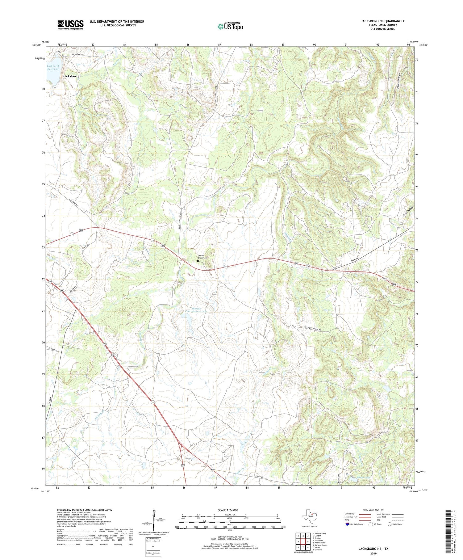 Jacksboro NE Texas US Topo Map Image