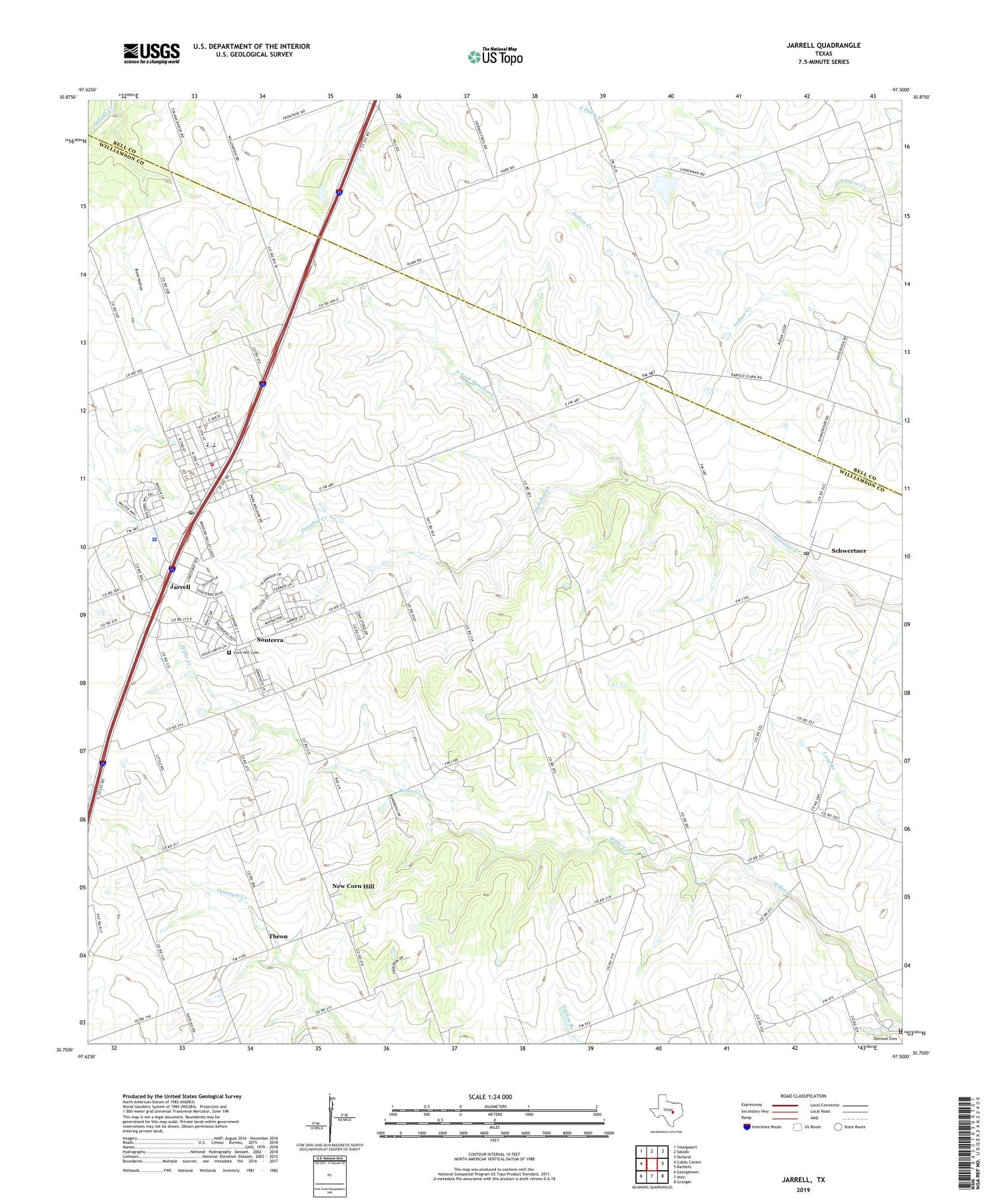 Jarrell Texas US Topo Map Image