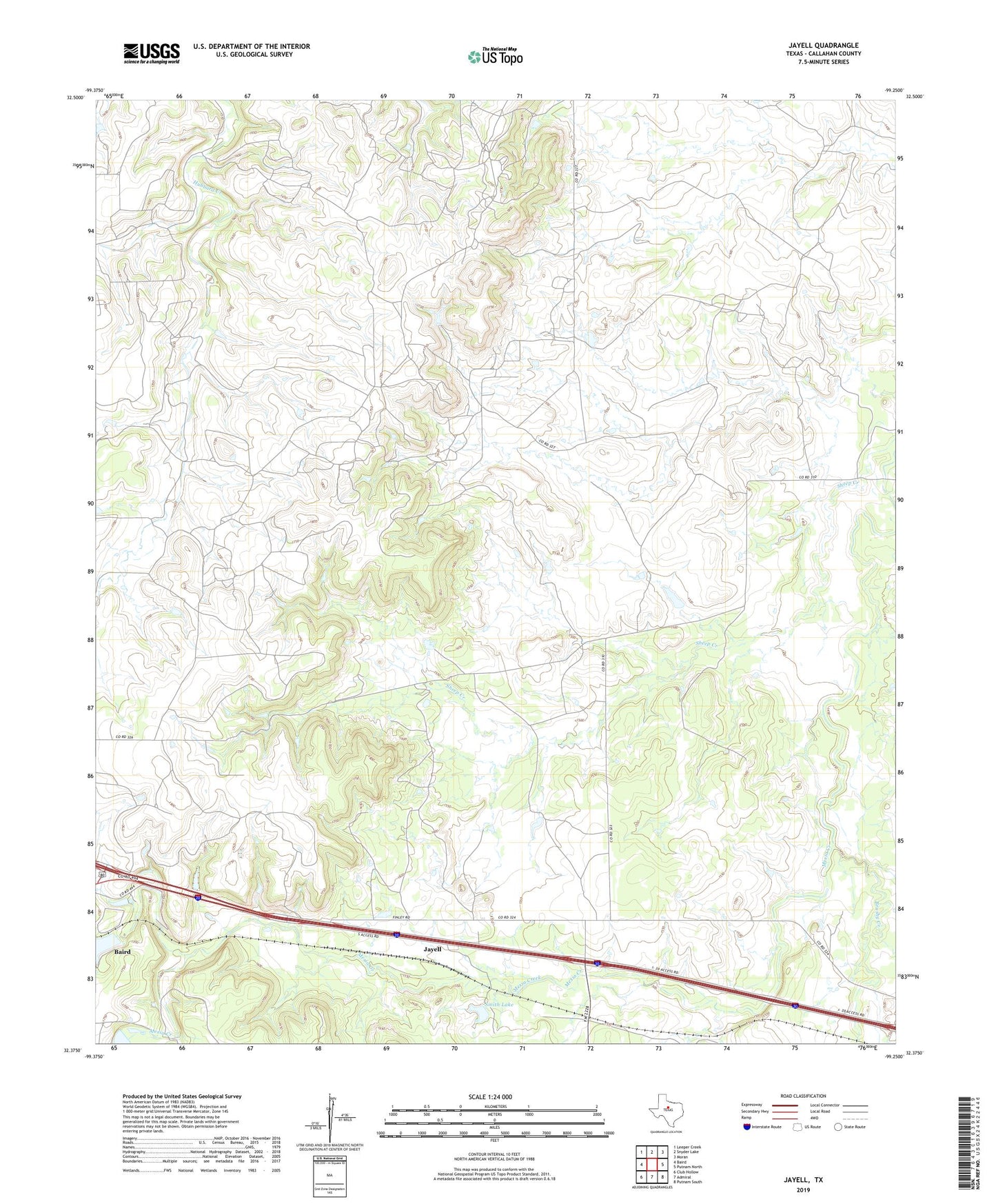 Jayell Texas US Topo Map Image