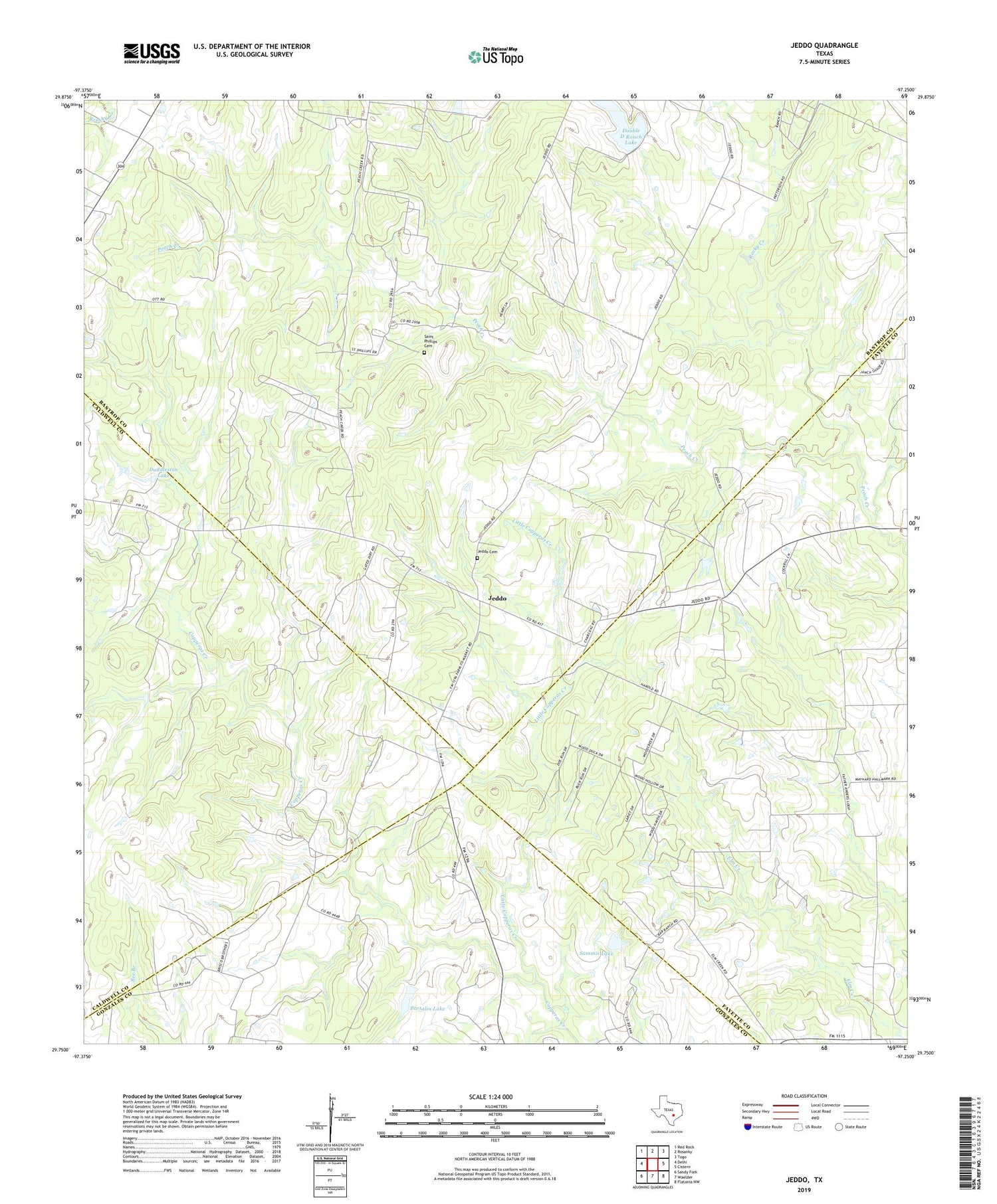 Jeddo Texas US Topo Map Image