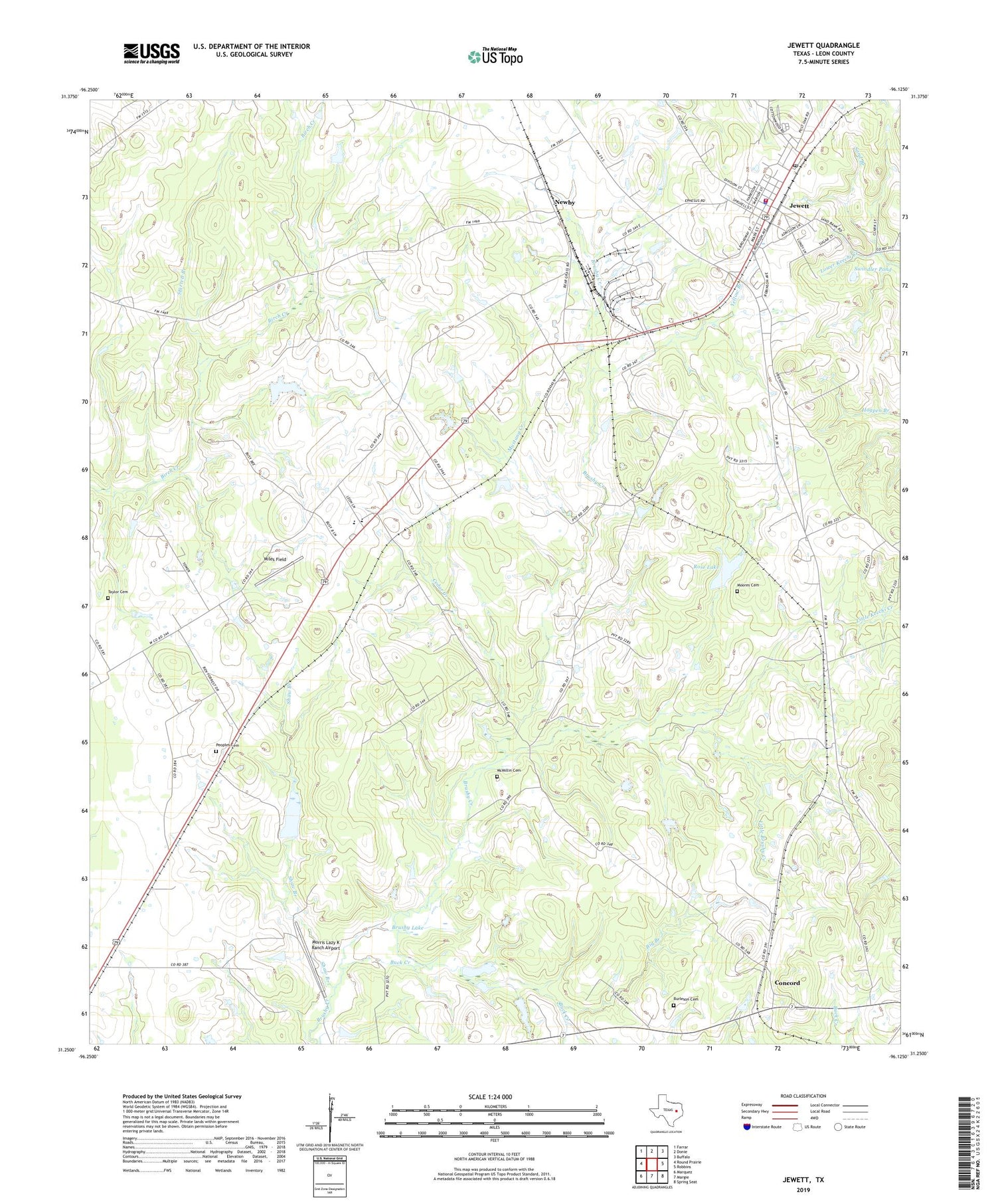 Jewett Texas US Topo Map Image