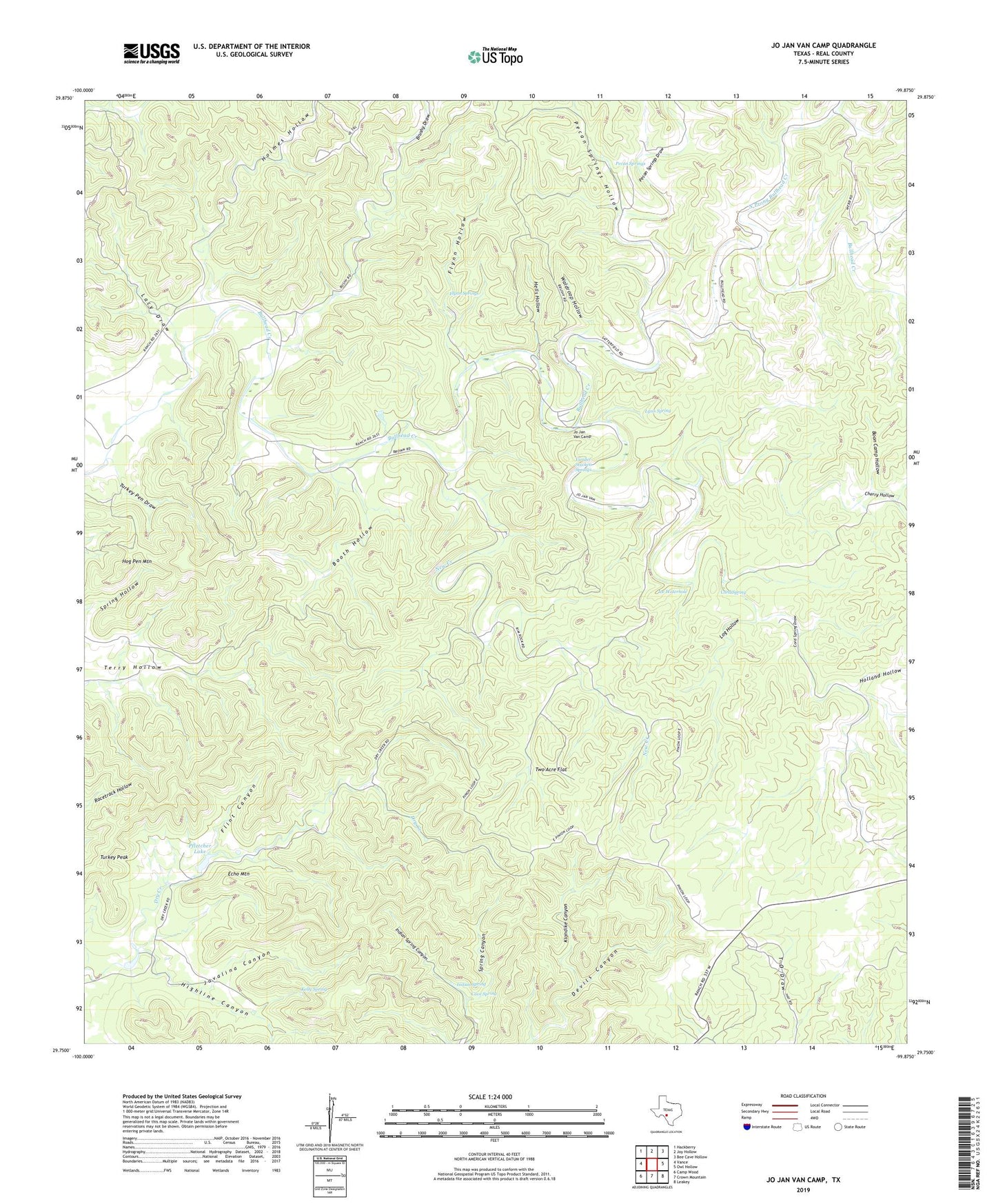 Jo Jan Van Camp Texas US Topo Map Image