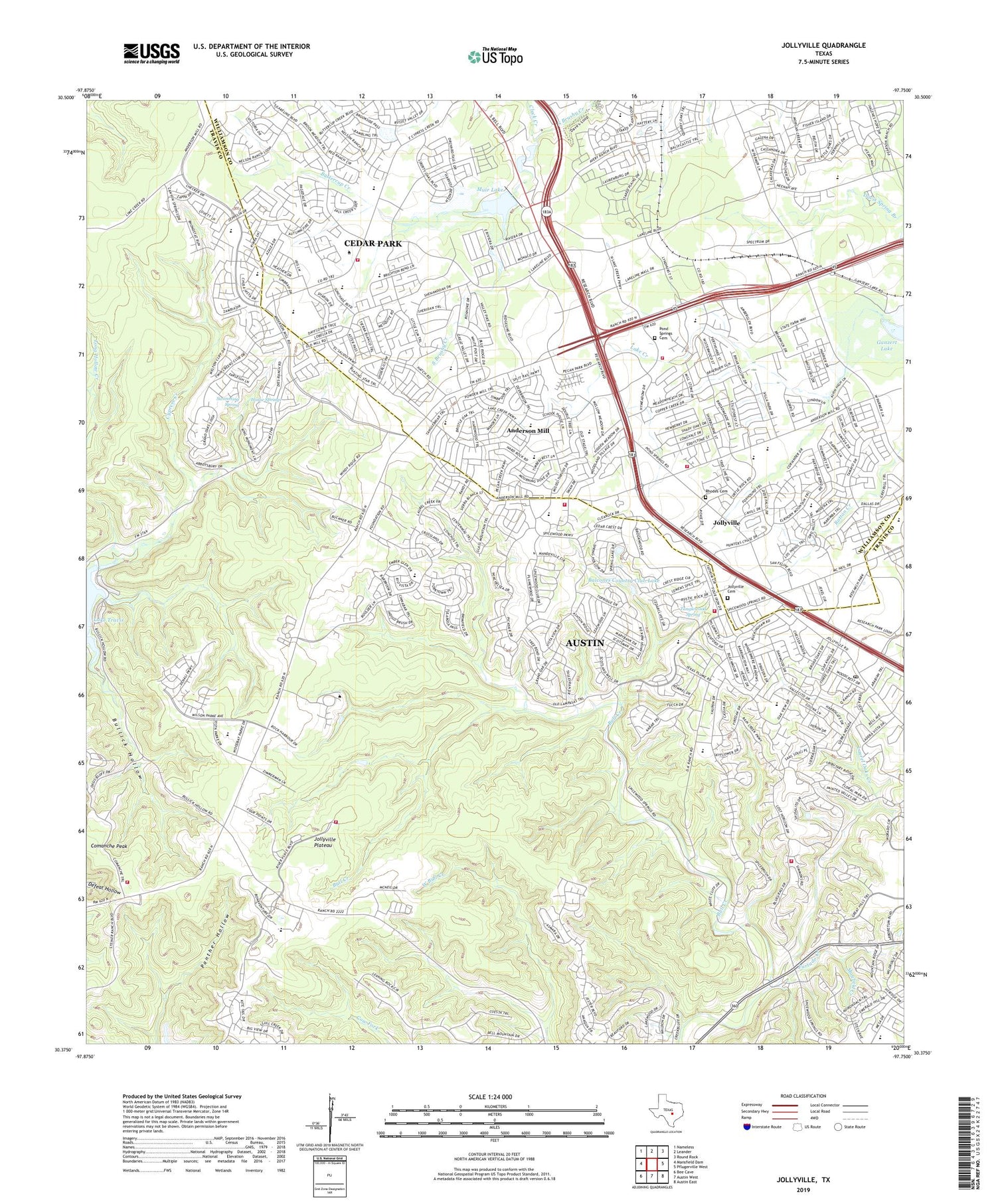 Jollyville Texas US Topo Map Image
