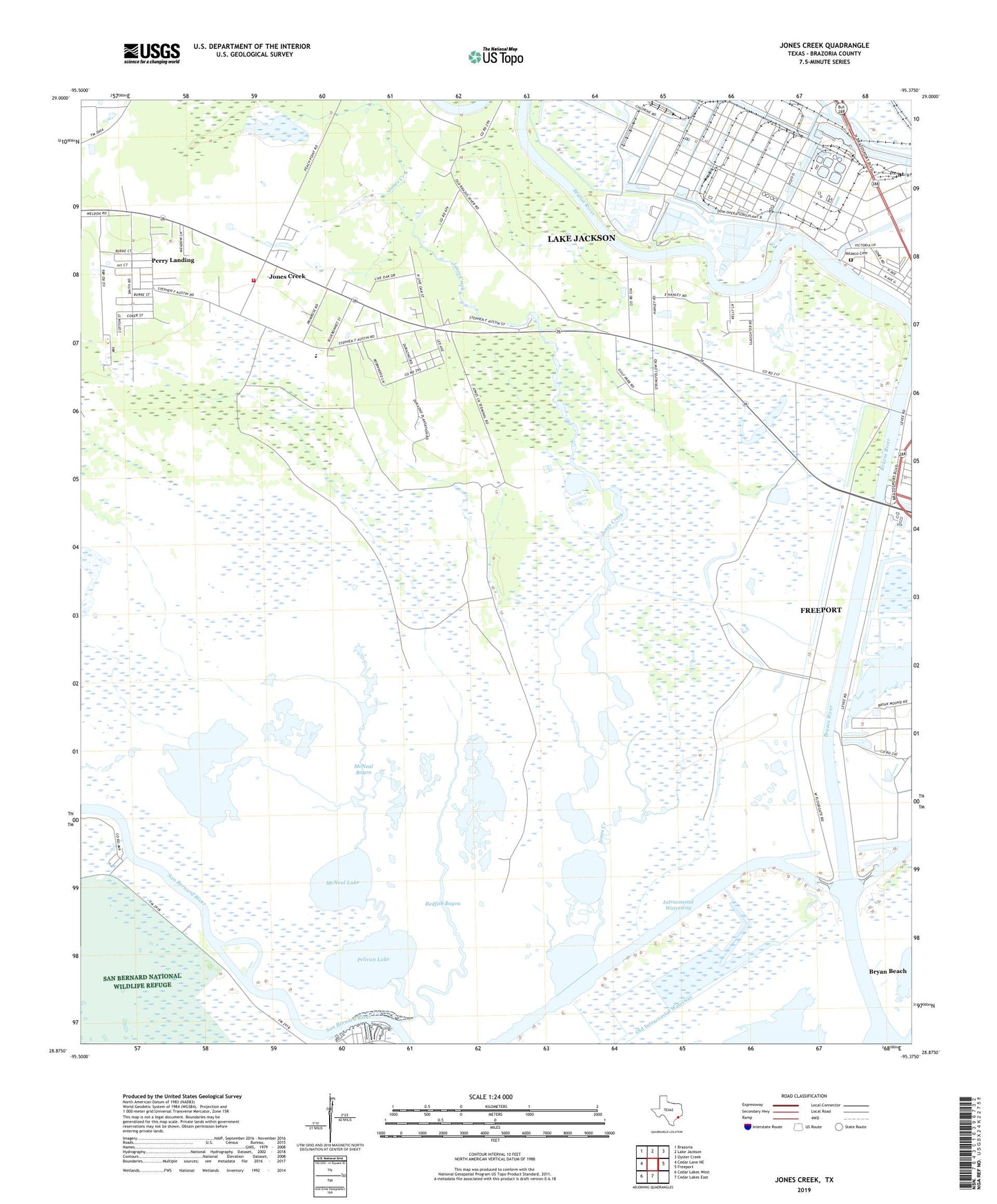 Jones Creek Texas US Topo Map Image