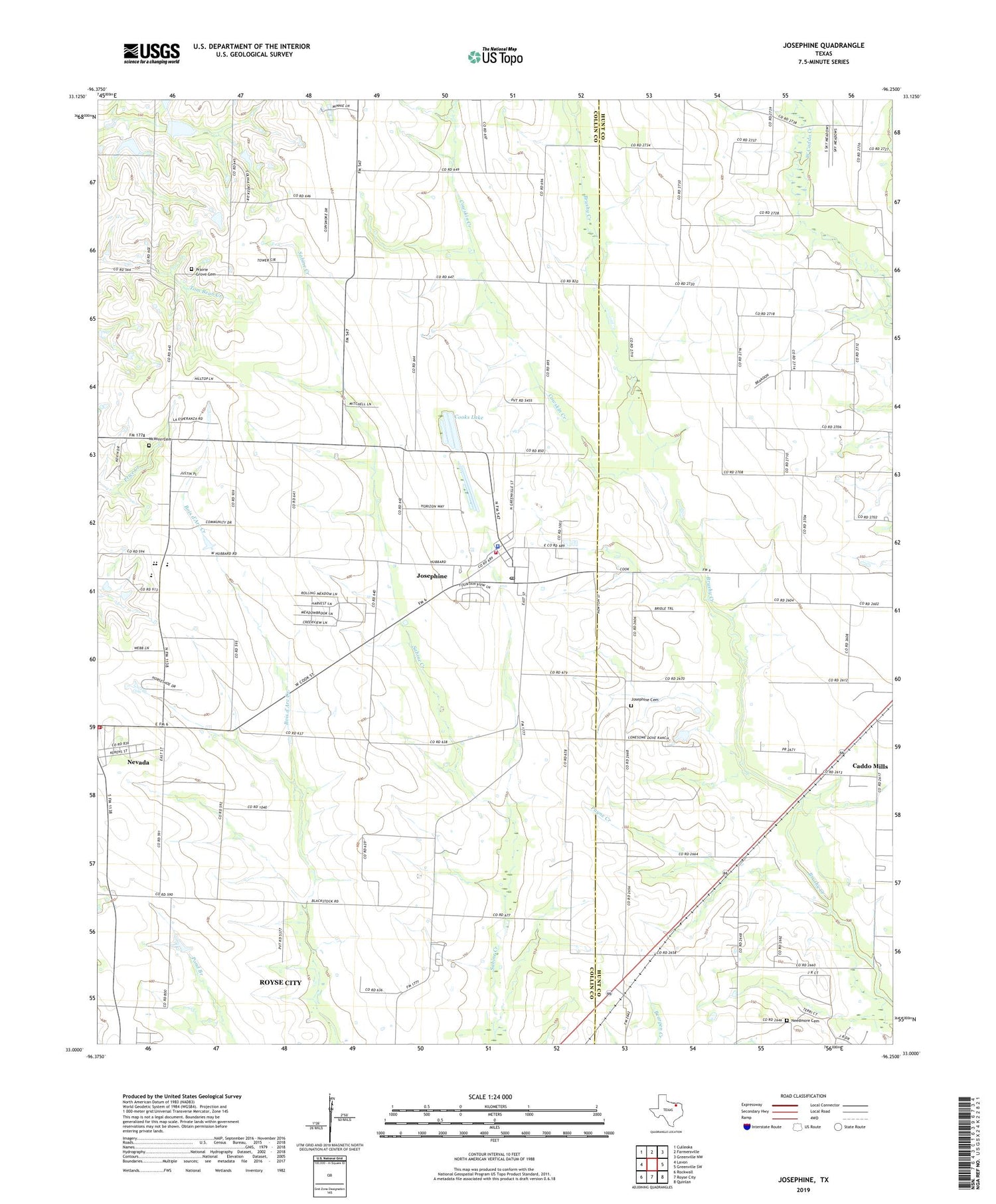Josephine Texas US Topo Map Image