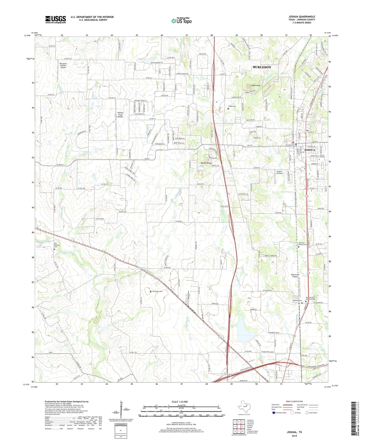 Joshua Texas US Topo Map Image