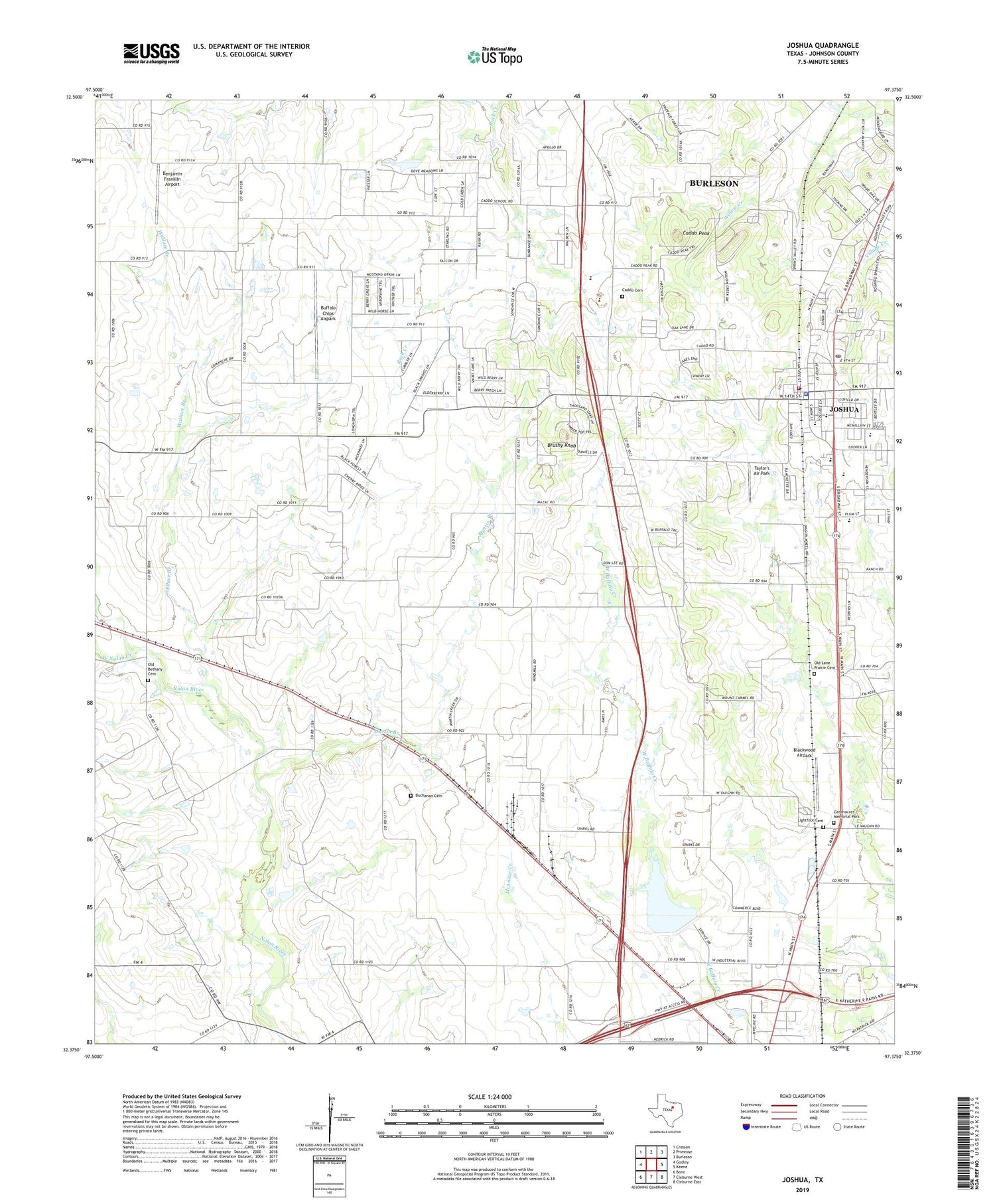 Joshua Texas US Topo Map Image