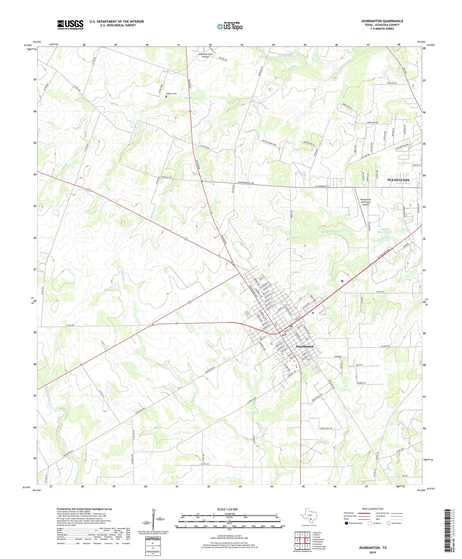 Jourdanton Texas US Topo Map Image