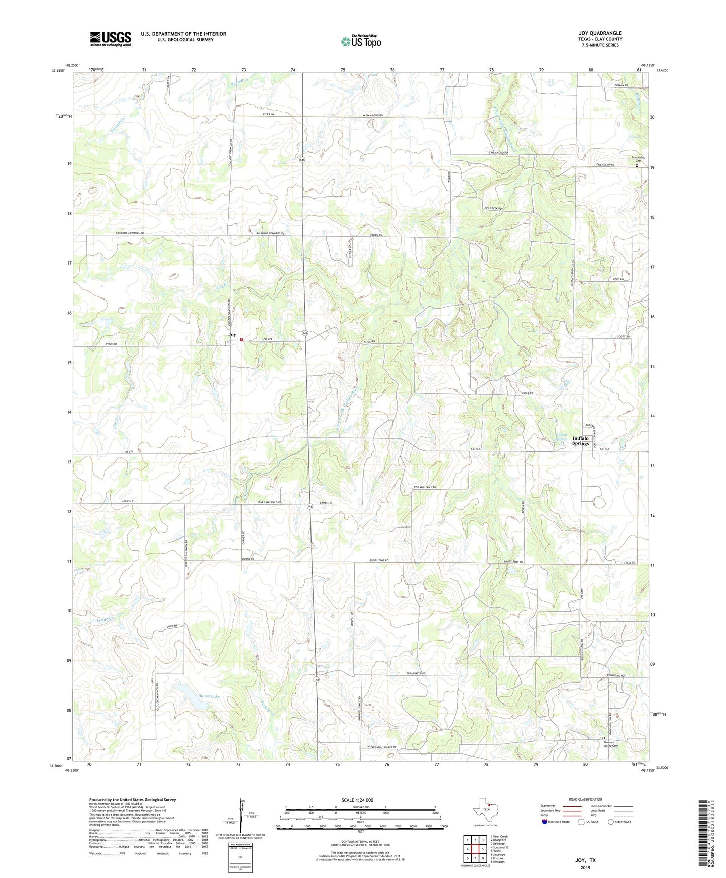 Joy Texas US Topo Map Image