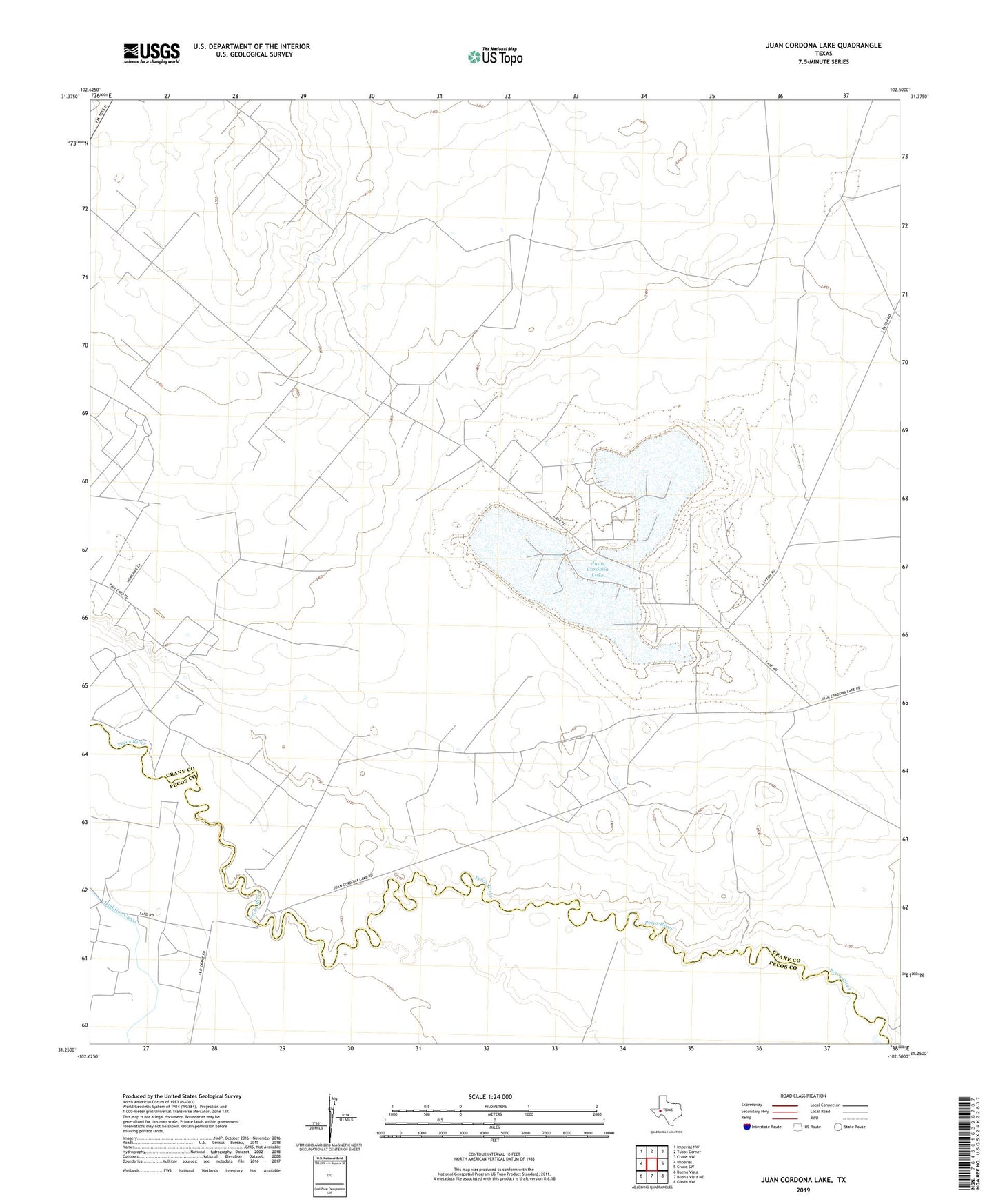 Juan Cordona Lake Texas US Topo Map Image