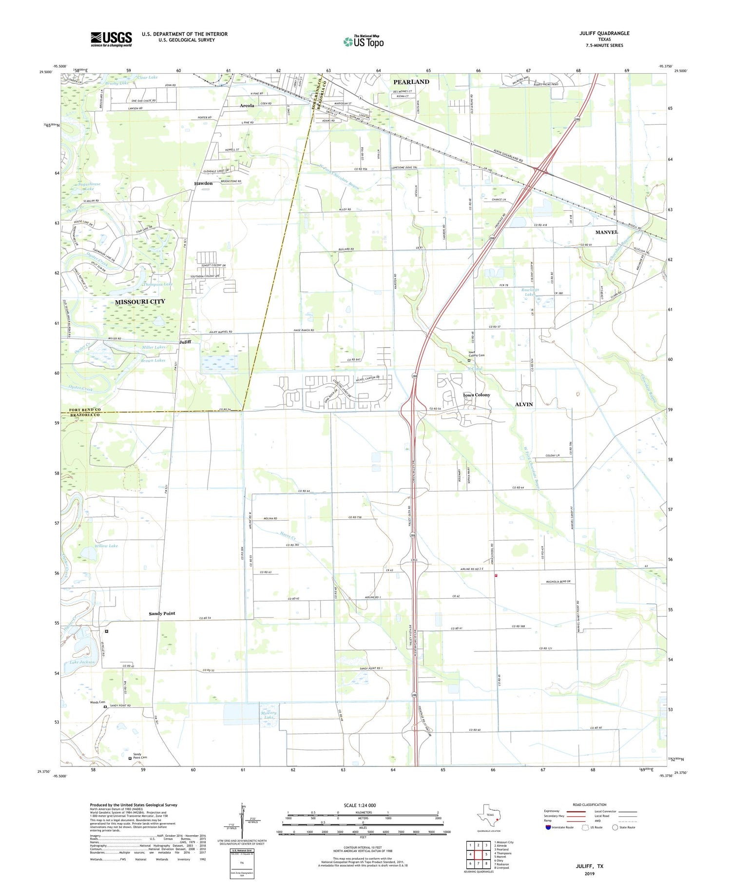 Juliff Texas US Topo Map Image