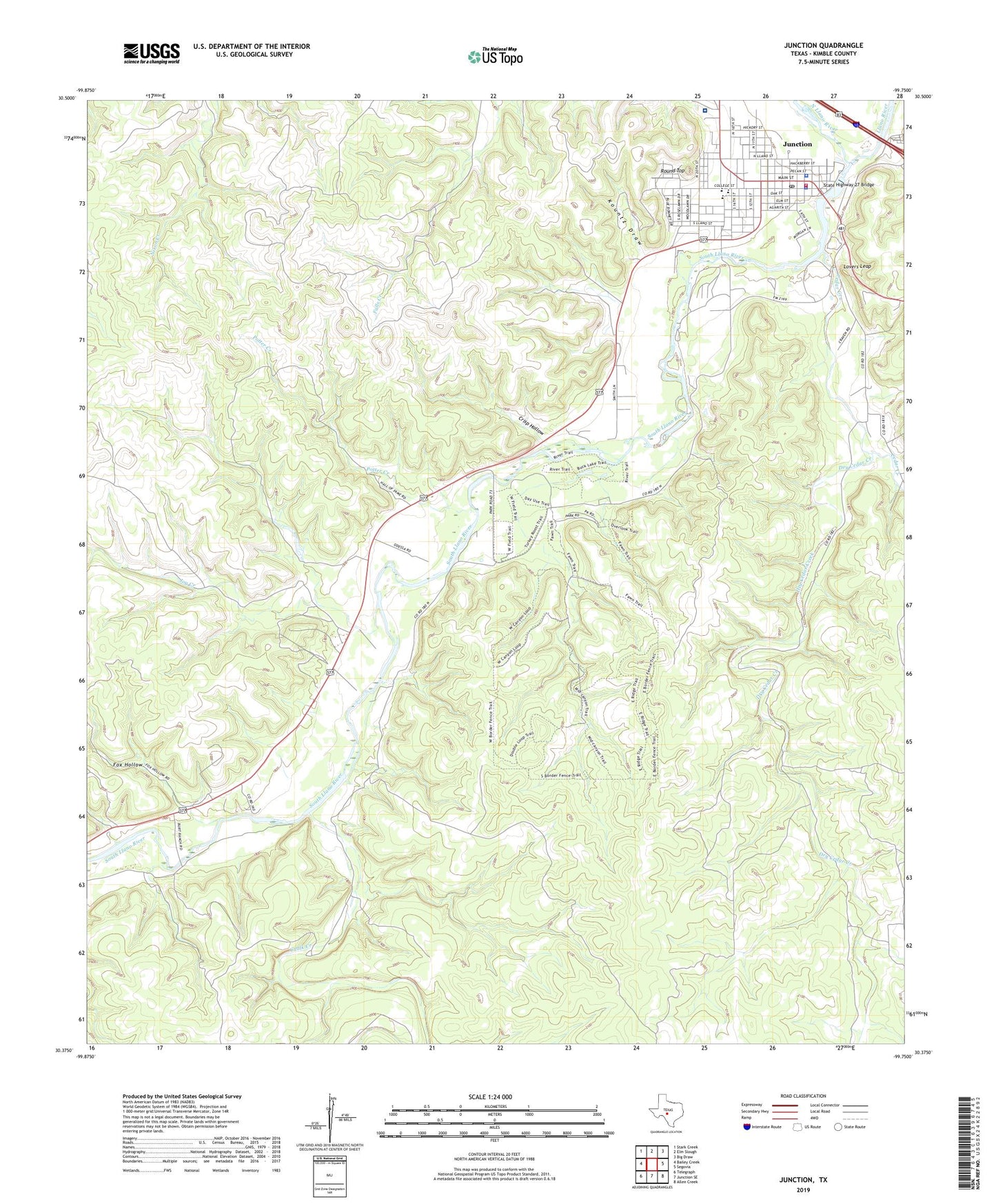 Junction Texas US Topo Map Image