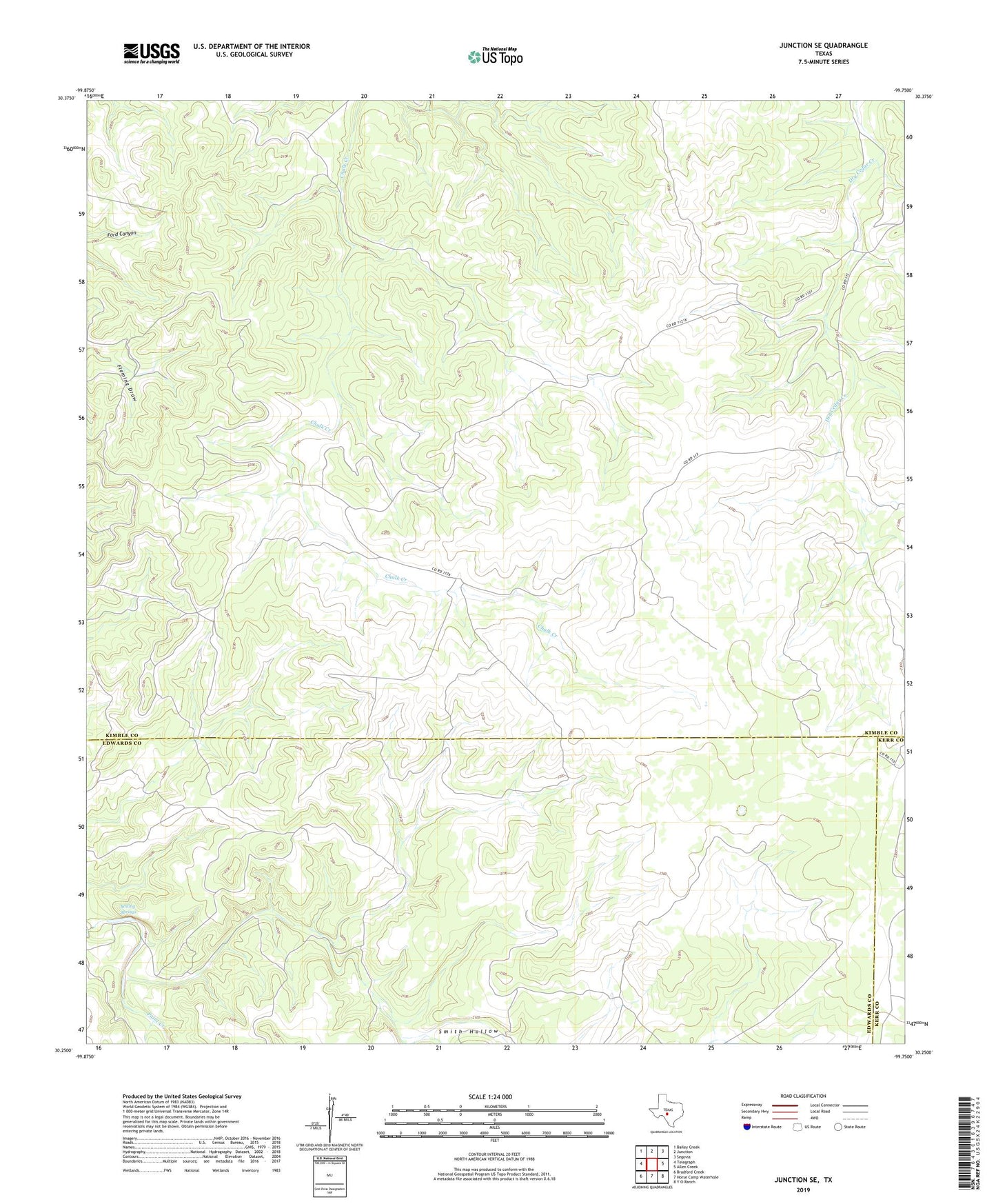 Junction SE Texas US Topo Map Image