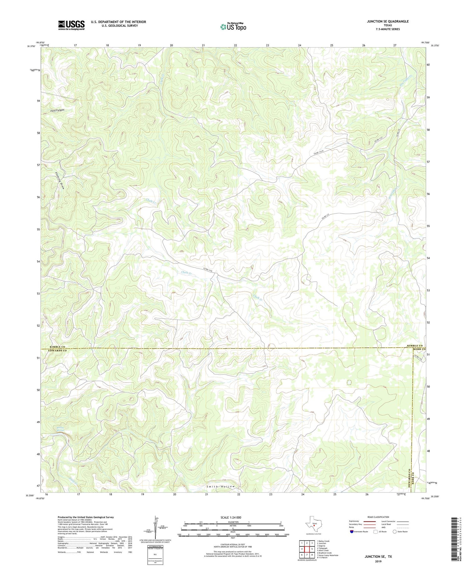 Junction SE Texas US Topo Map Image