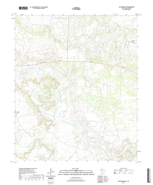 Justiceburg NW Texas US Topo Map Image