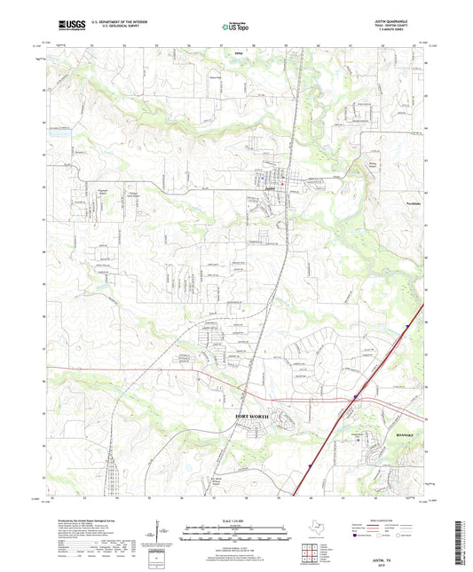 Justin Texas US Topo Map Image
